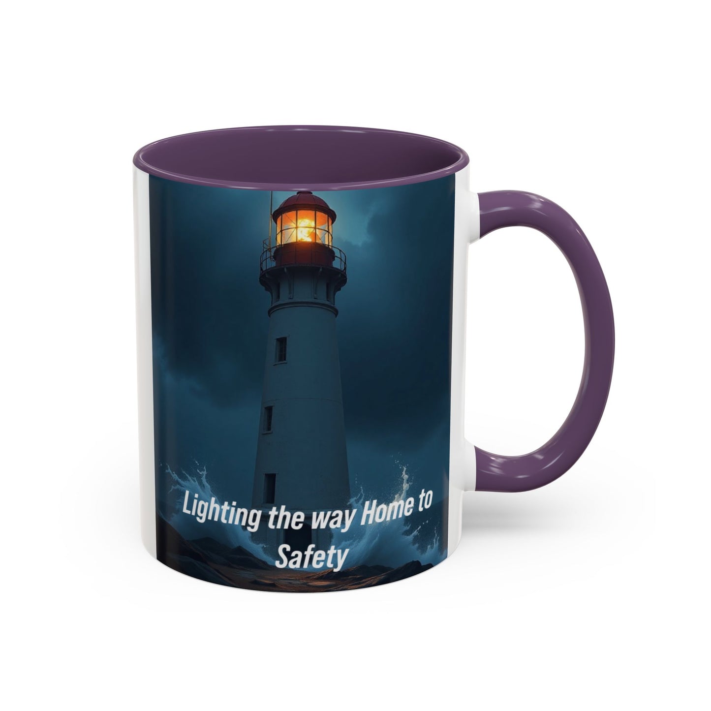 Lighthouse Coffee Mug - "Lighting the Way Home to Safety" Accent Mug