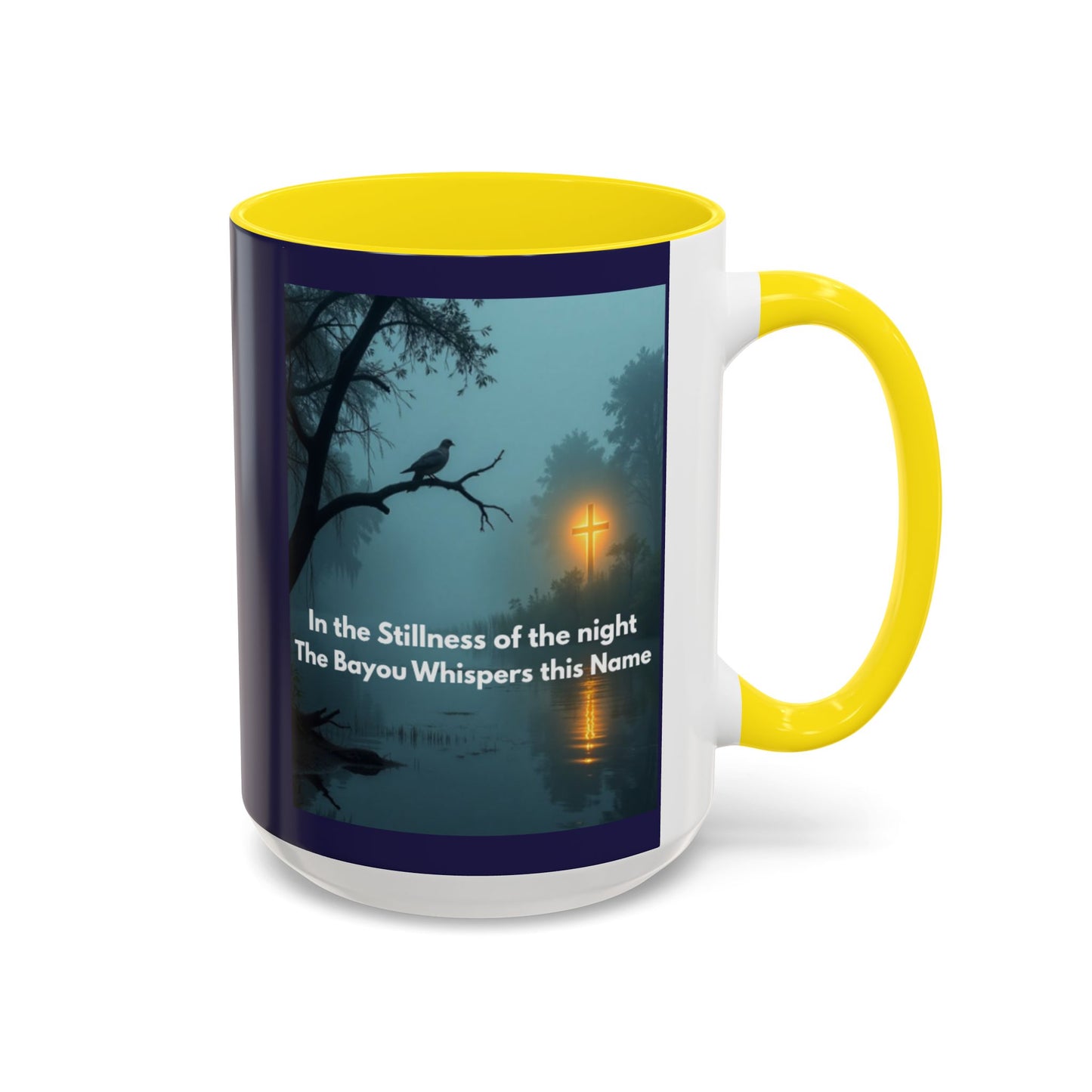 Accent Coffee Mug — Bayou Night Scene with Poetic Quote (11/15oz)