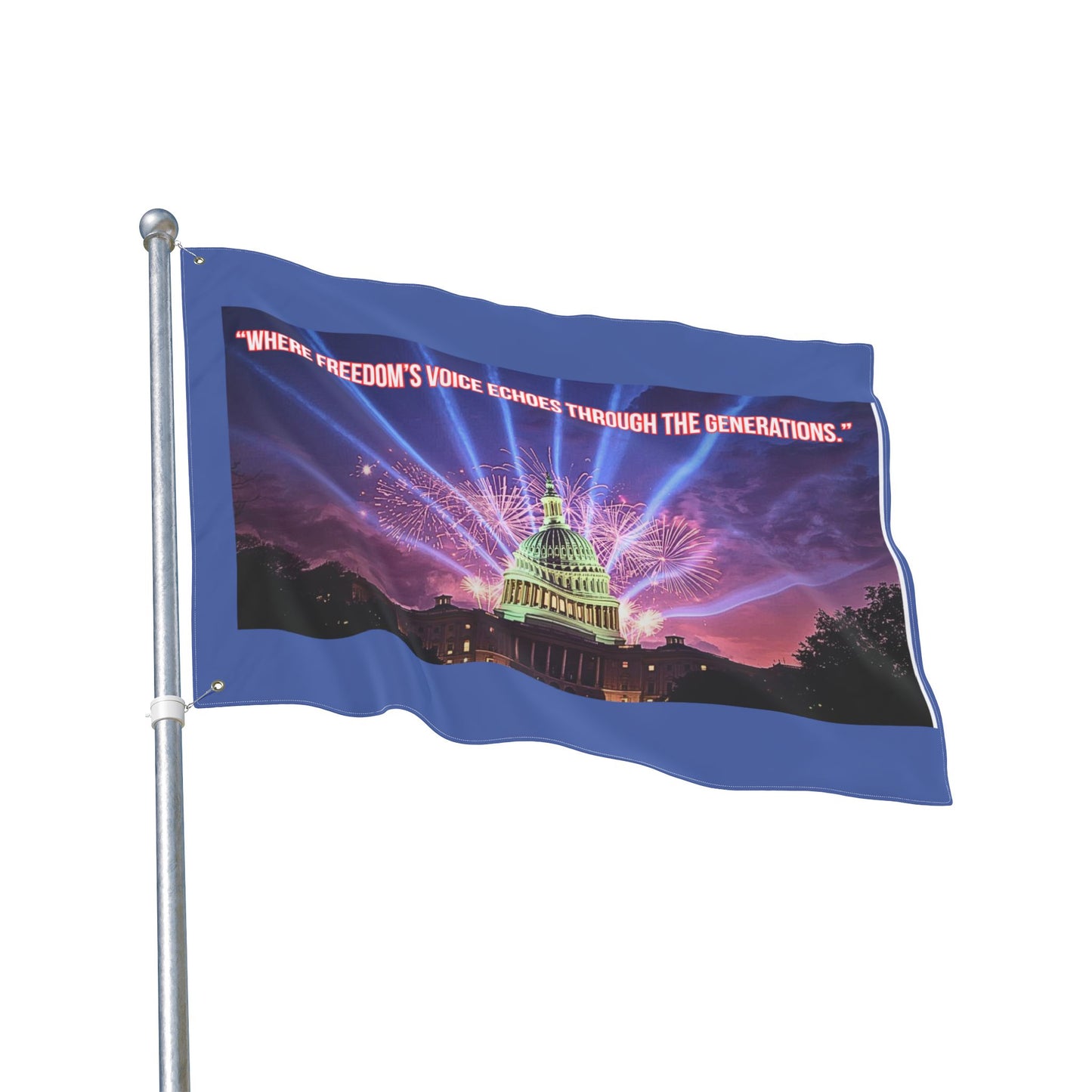 Double-Sided Patriotic Flag — "Where Freedom's Voice Echoes Through the Generations" Capitol Fireworks Garden Flag