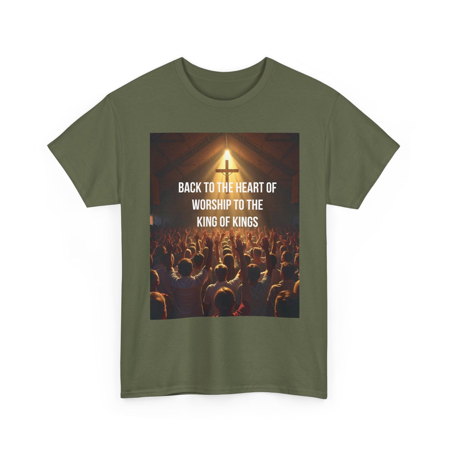 Worship Concert Tee — "Back to the Heart of Worship to the King of Kings" Christian T-Shirt