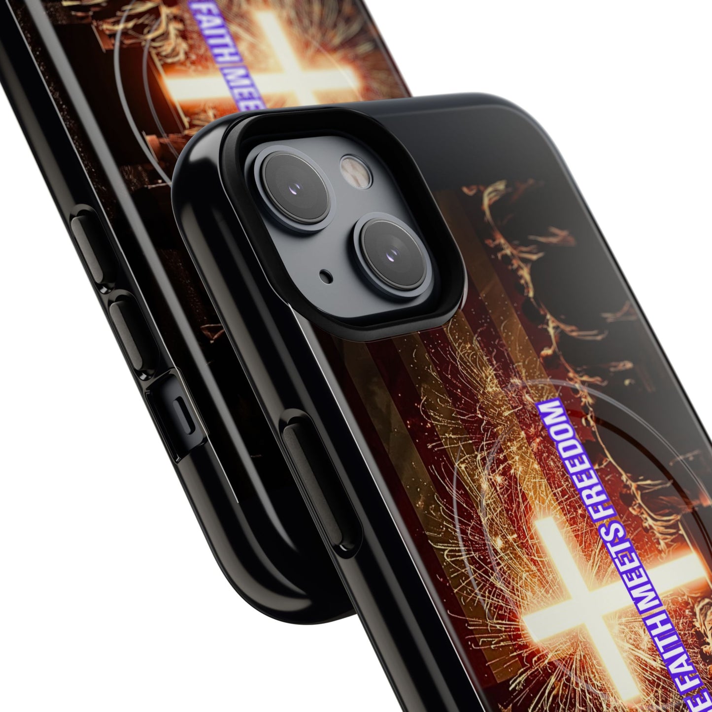 Christian Cross Phone Case - "Where Faith Meets Freedom" Tough Magnetic Case