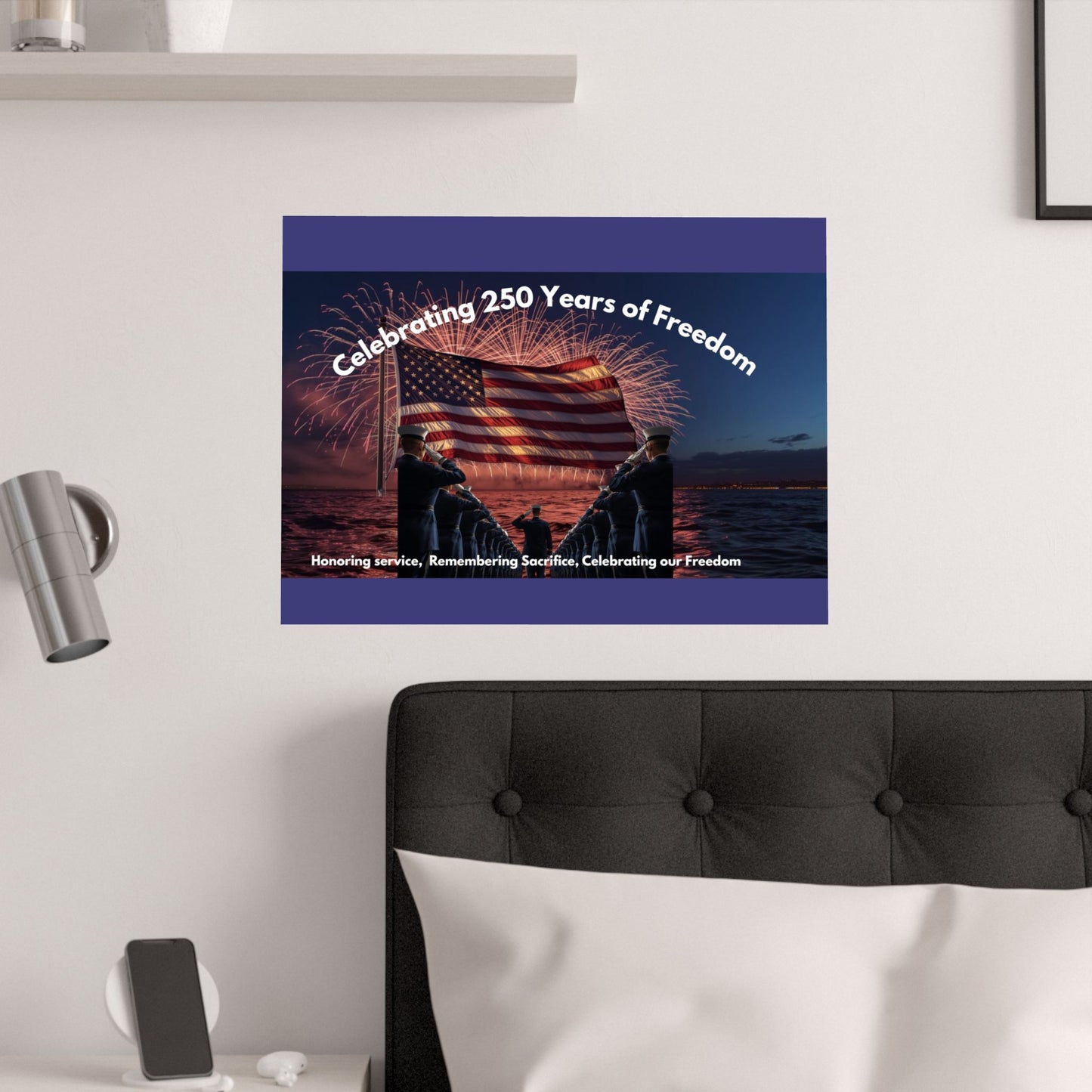 Celebrating 250 Years of Freedom Satin Poster – Patriotic American Flag & Fireworks Memorial Print