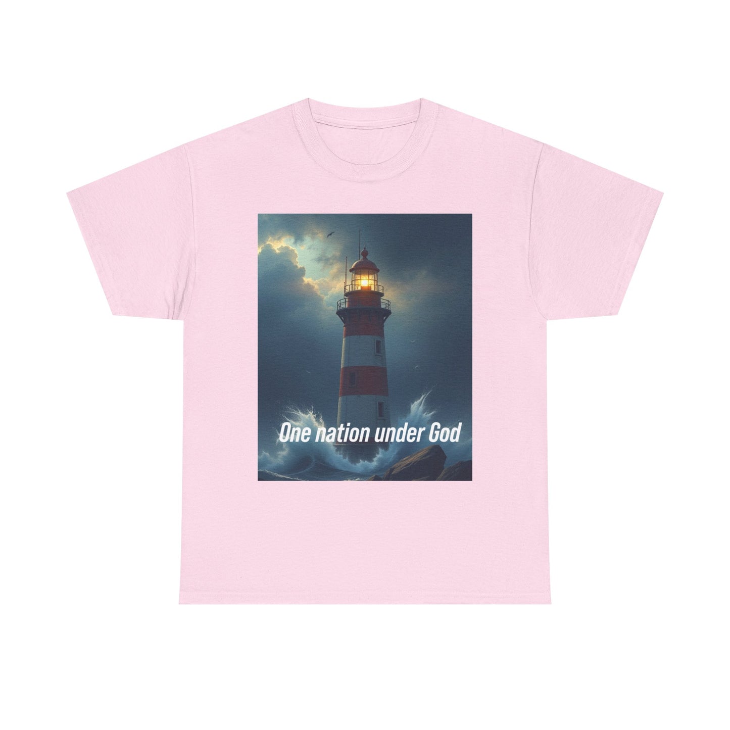 Lighthouse 'One Nation Under God' Tee — Patriotic Faith Graphic T-Shirt