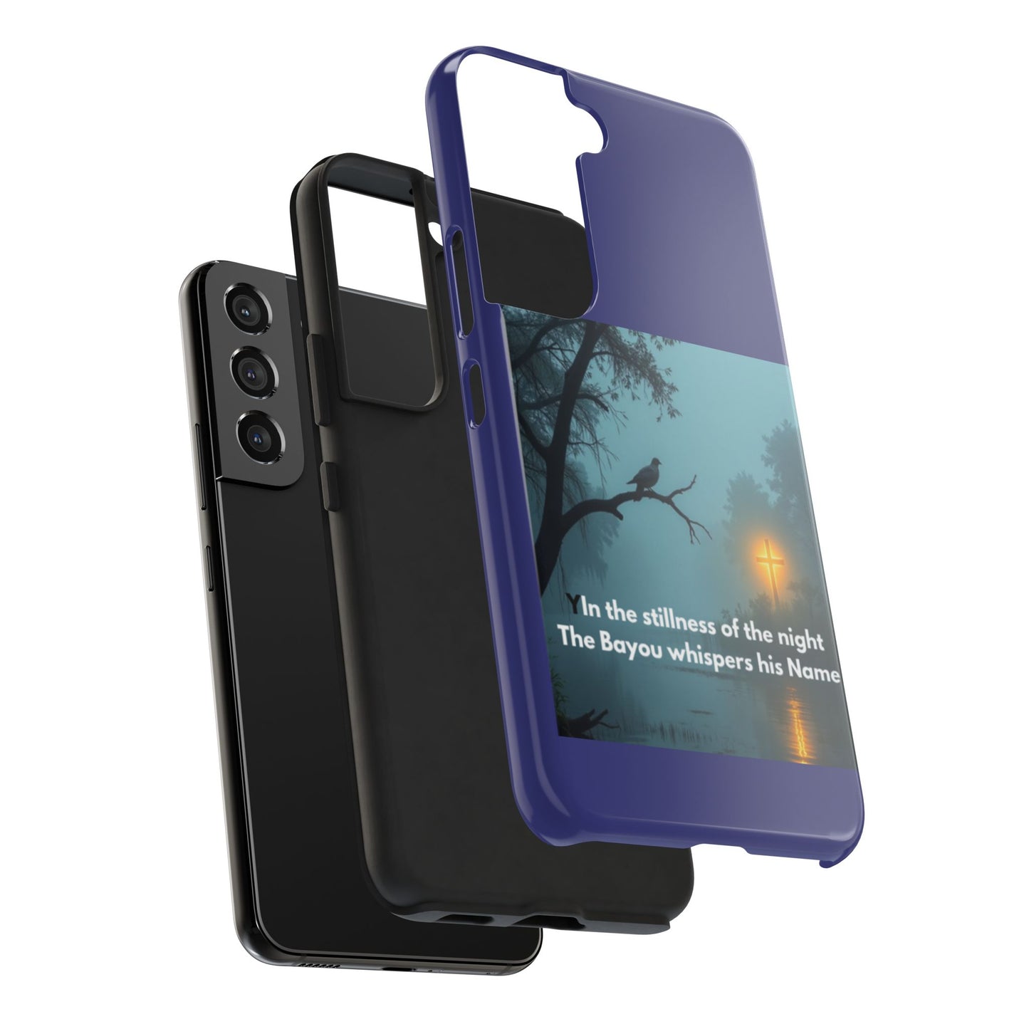 Tough Phone Case — 'In the stillness of the night the Bayou whispers his Name' Moody Bayou Cross Design