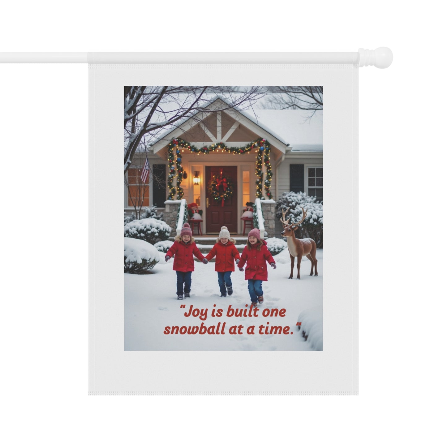 Winter Home Garden Banner, Snowman Greeting, 201