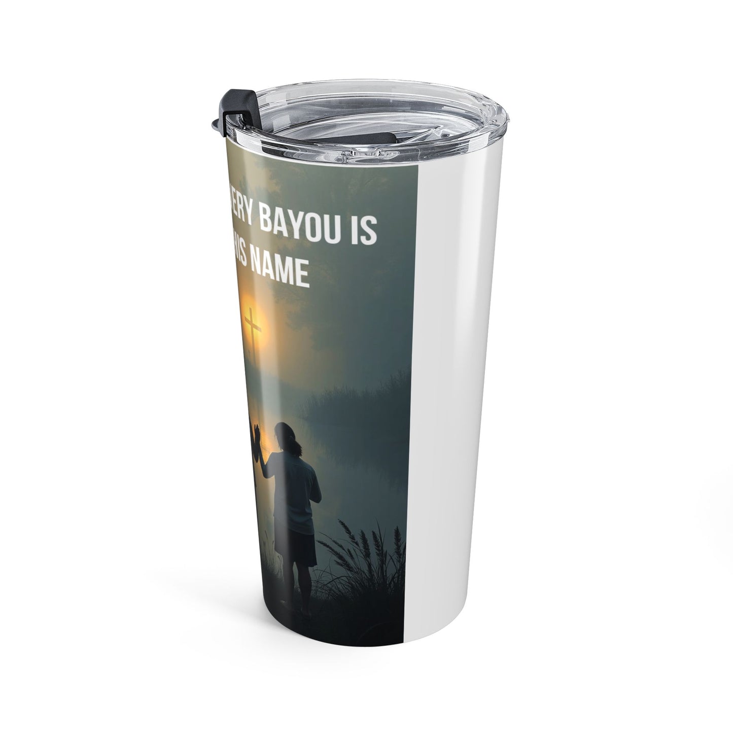 Christian Prayer Tumbler 20oz — Silhouette Worship with Cross and 'Every Evening' Verse