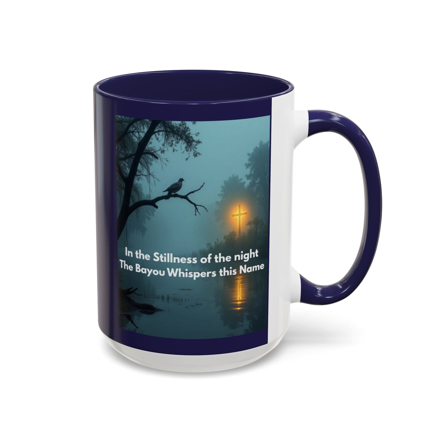Accent Coffee Mug — Bayou Night Scene with Poetic Quote (11/15oz)
