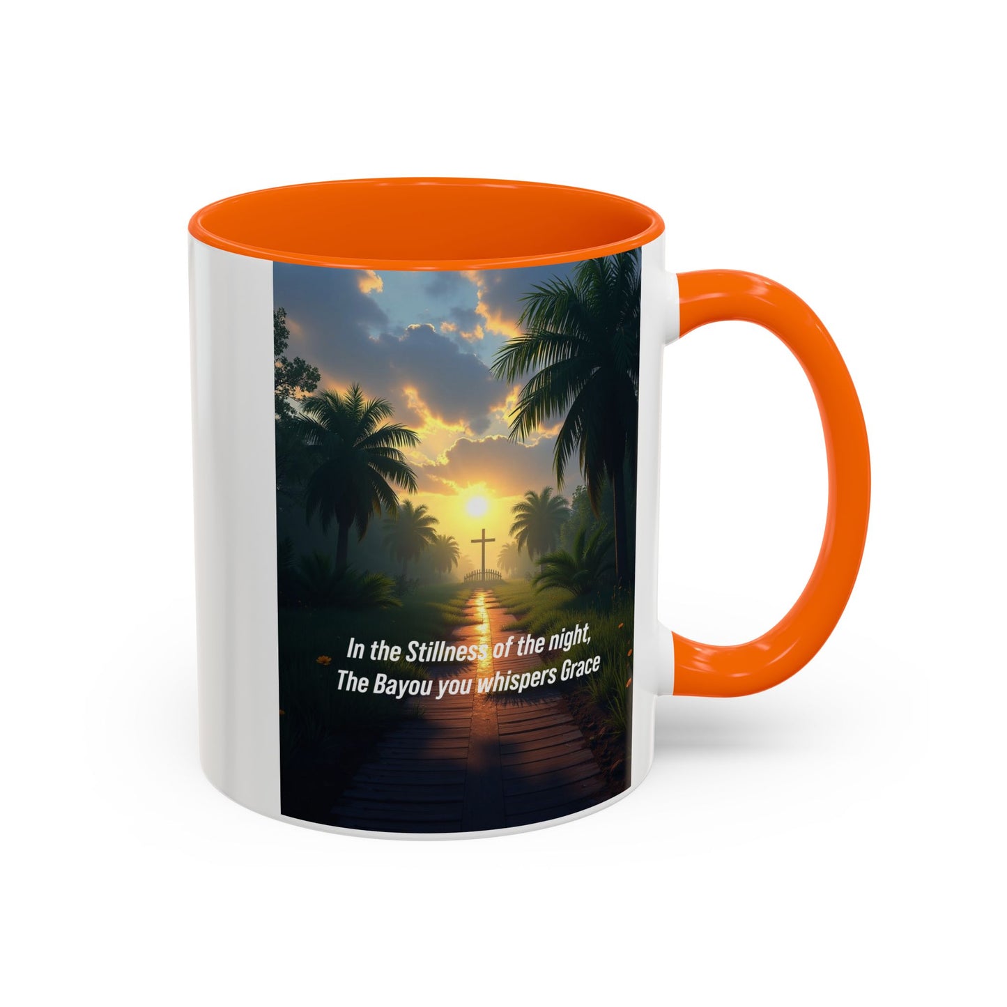 Accent Coffee Mug - Bayou Sunset Scenic Mug with Inspirational Quote