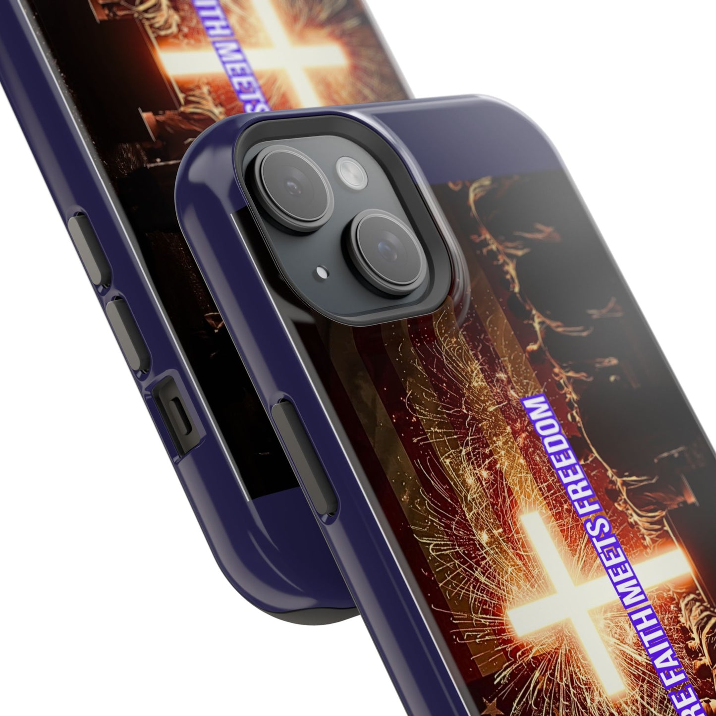 Christian Cross iPhone Case — “Where Faith Meets Freedom” Magnetic Impact-Resistant Phone Case