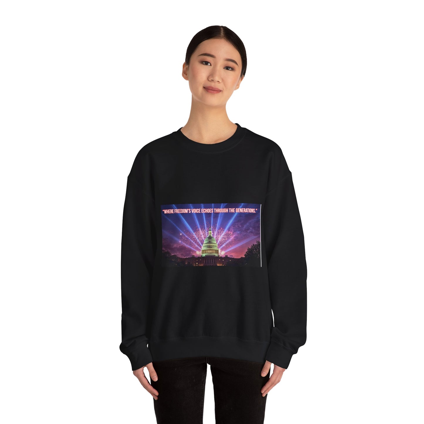 Crewneck Sweatshirt — "We’re Freedom’s Voice" Capitol Lightshow Graphic