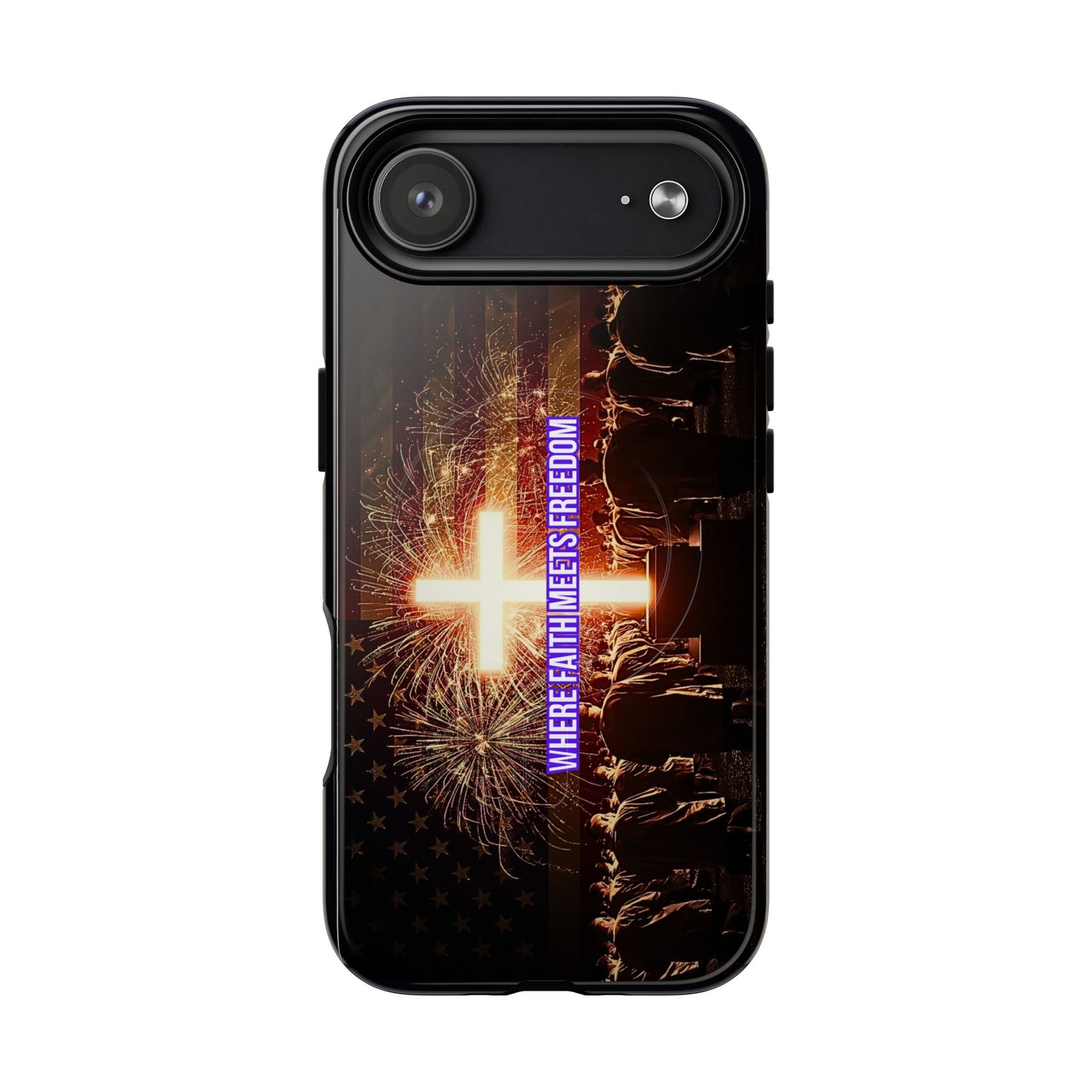 Christian Cross Phone Case - "Where Faith Meets Freedom" Tough Magnetic Case