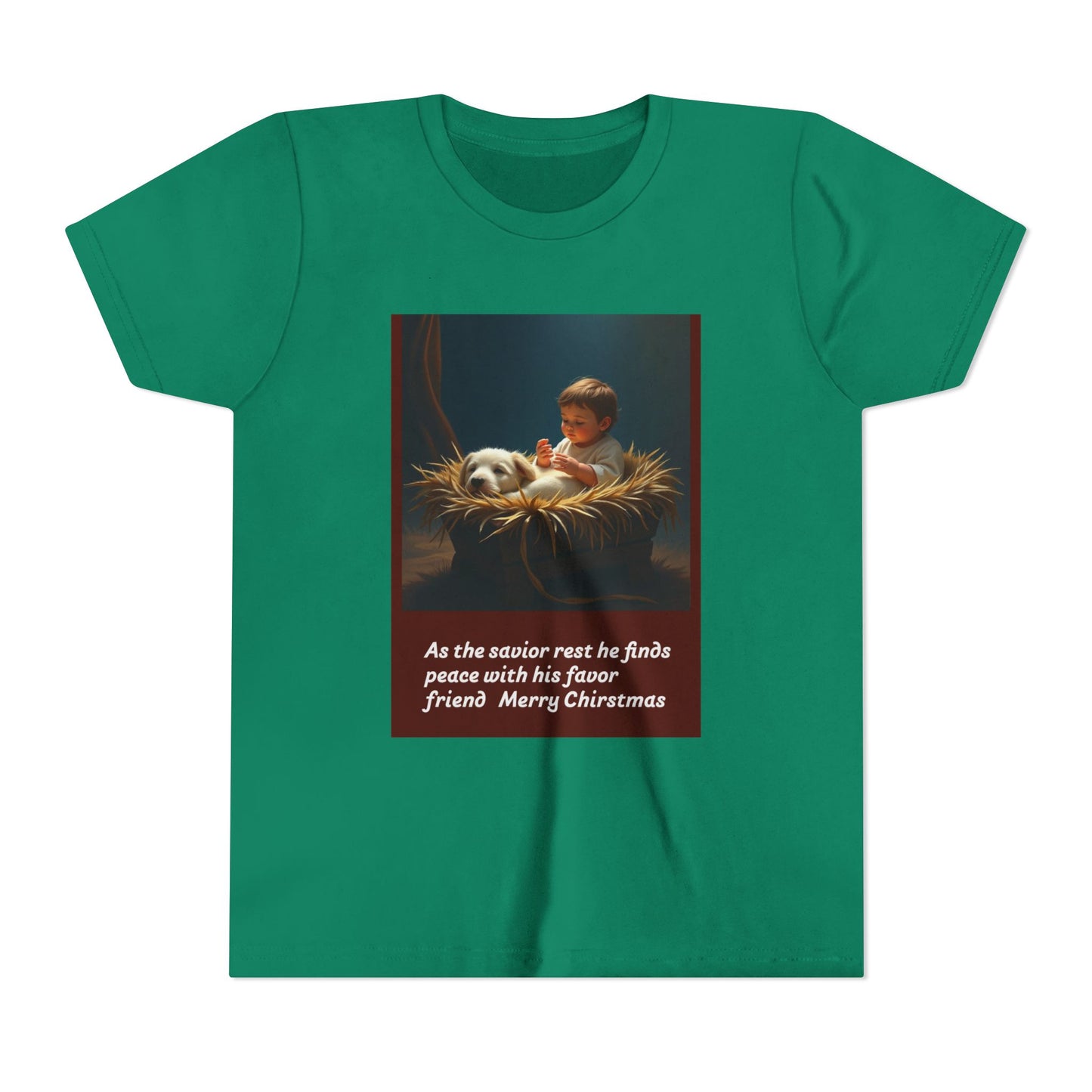 Youth Short Sleeve Tee - Merry Christmas Kid & Panda Design, Holiday Gift, Child's Tee, Cute Christmas Shirt, Winter Apparel