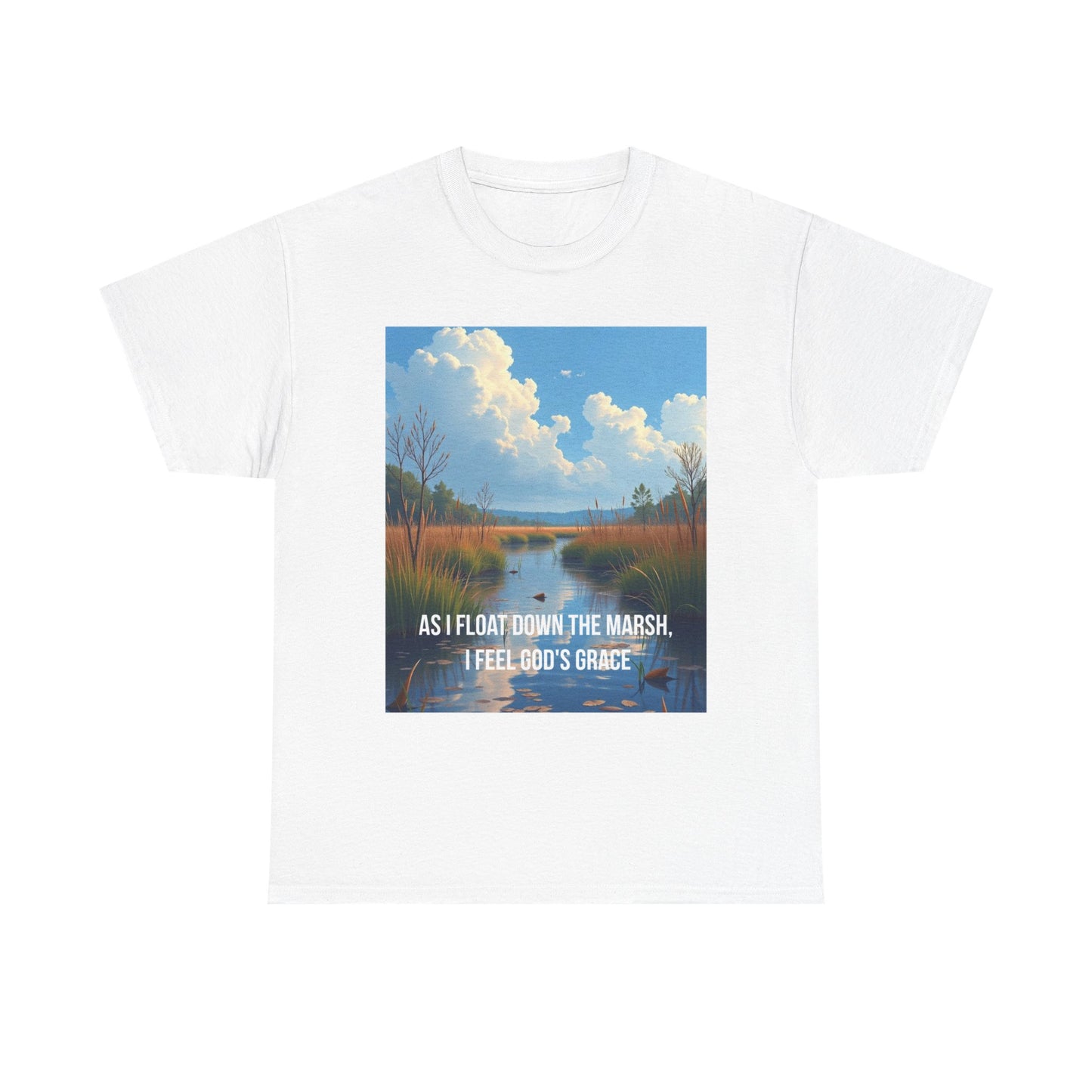 Marsh Landscape Tee — "As I Float Down the Marsh, I Feel God’s Grace"