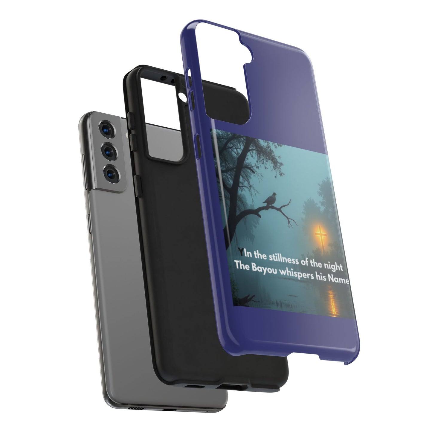 Tough Phone Case — 'In the stillness of the night the Bayou whispers his Name' Moody Bayou Cross Design