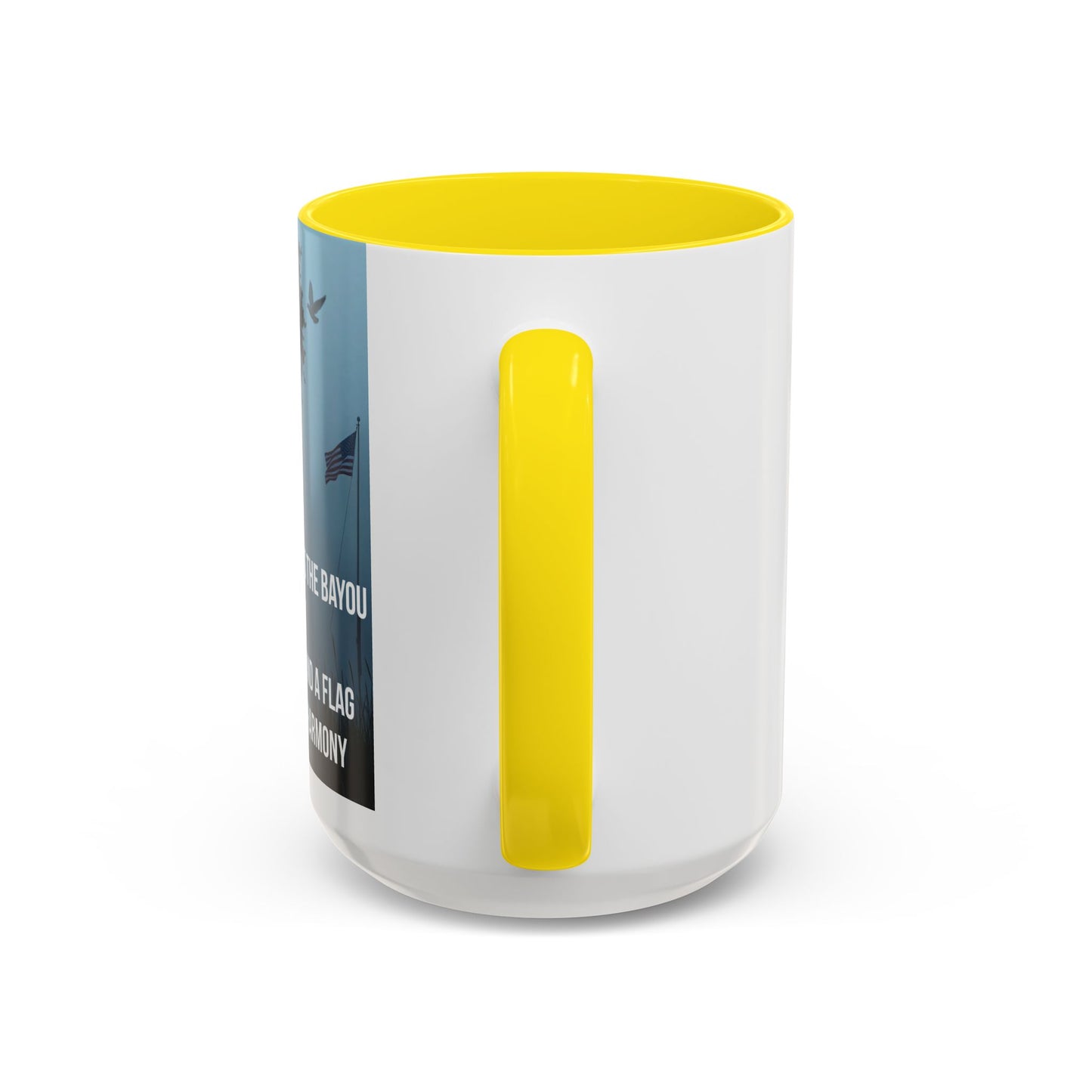 Bayou Cross & Flag Coffee Mug — Inspirational Southern Scene with Peaceful Verse (11/15 oz)