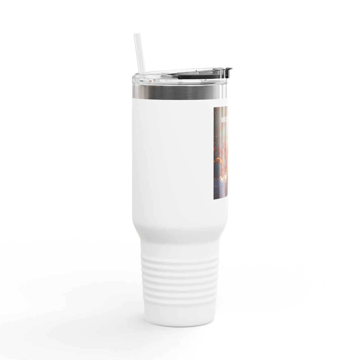 40oz Insulated Travel Mug — "Worship Isn't What I Do, It's Who I Am" Concert Crowd Design