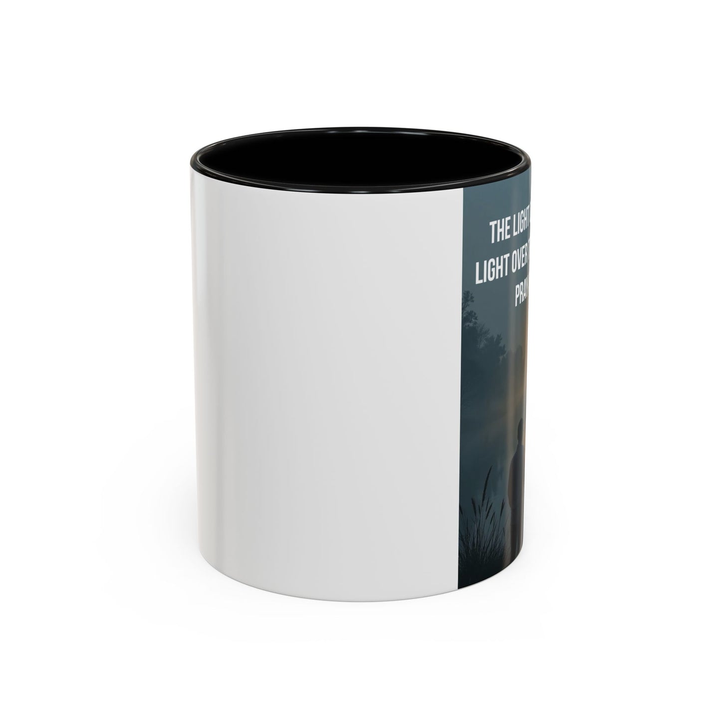 Christian Accent Coffee Mug — “The Light of the Cross” Inspirational Bible Verse Design