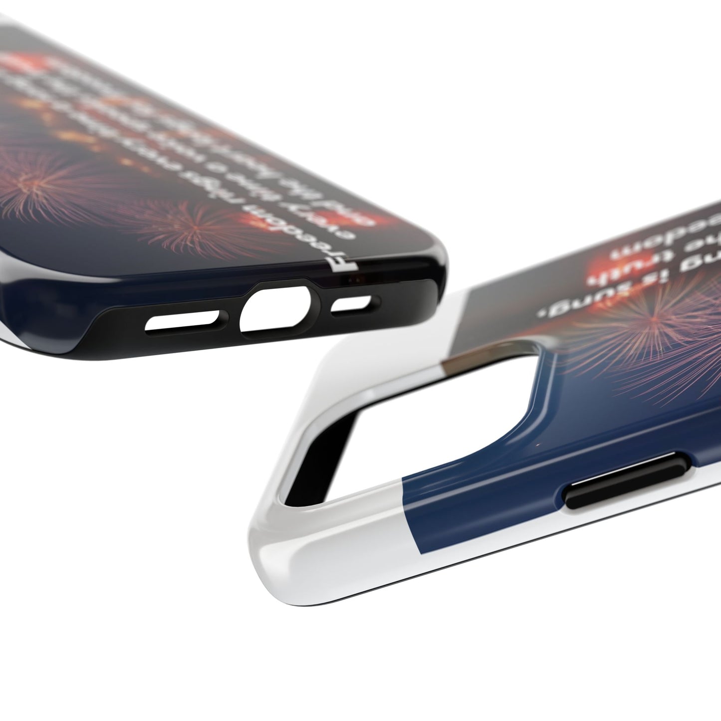 Patriotic Fireworks Tough Phone Case — "Freedom" Quote Protective Cover
