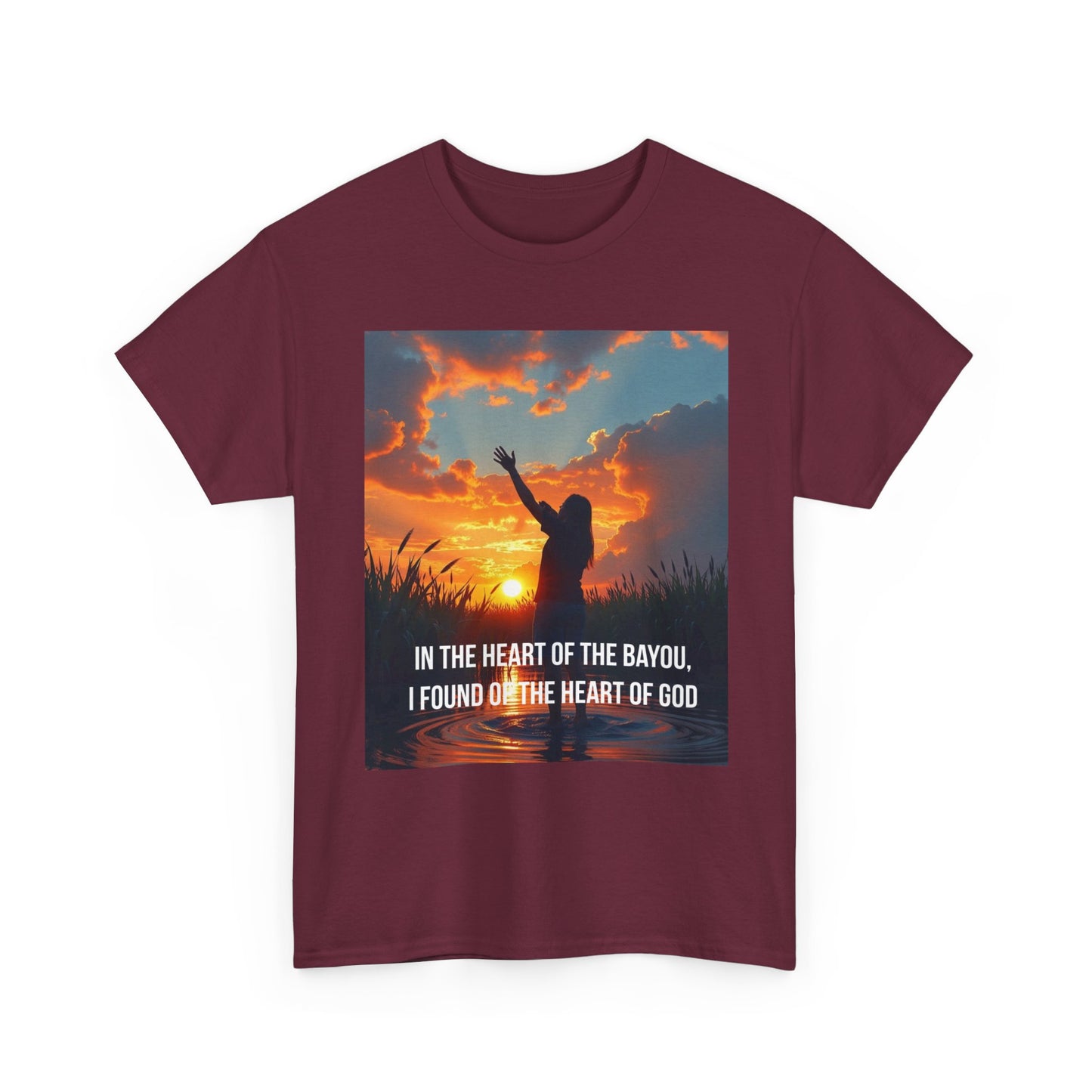 Bayou Sunrise Faith T-Shirt — "In the Heart of the Bayou, I Found the Heart of God" Christian Tee
