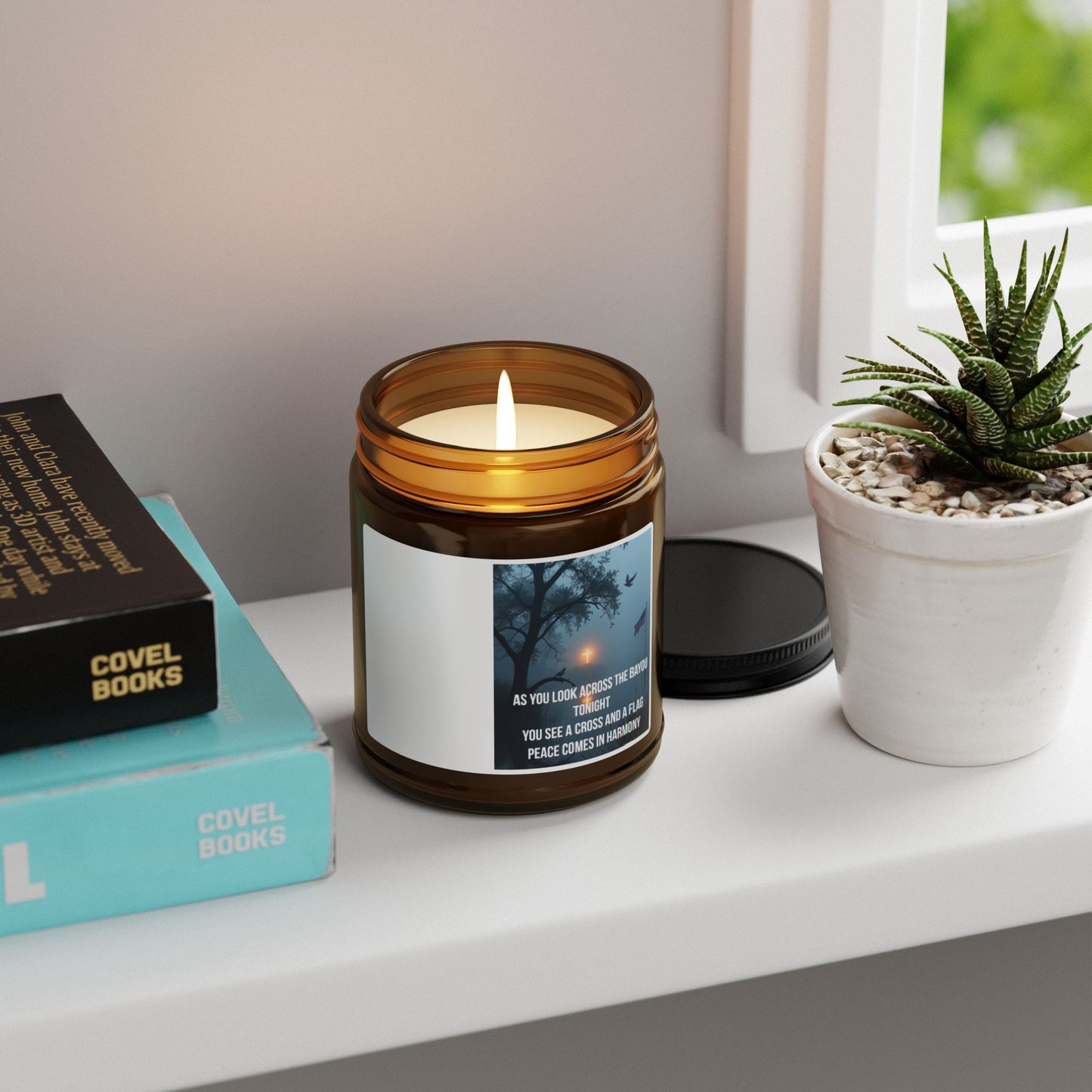Soy Candle Amber Jar — Serenity Scent with Inspirational Quote