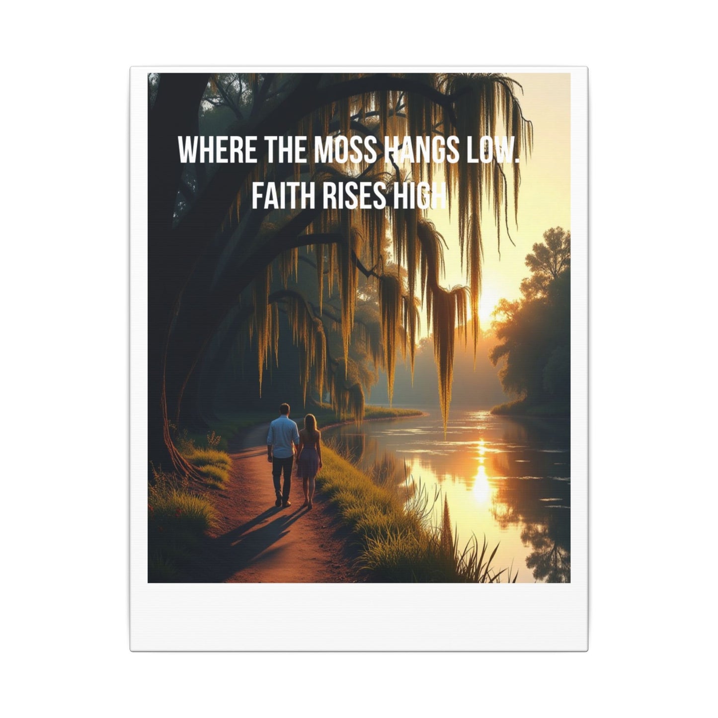 Canvas Wall Art - "Faith Rises High" Romantic Sunset Couple by River