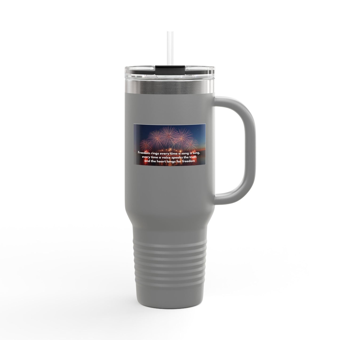 40oz Insulated Travel Mug — Inspirational Fireworks Quote Design