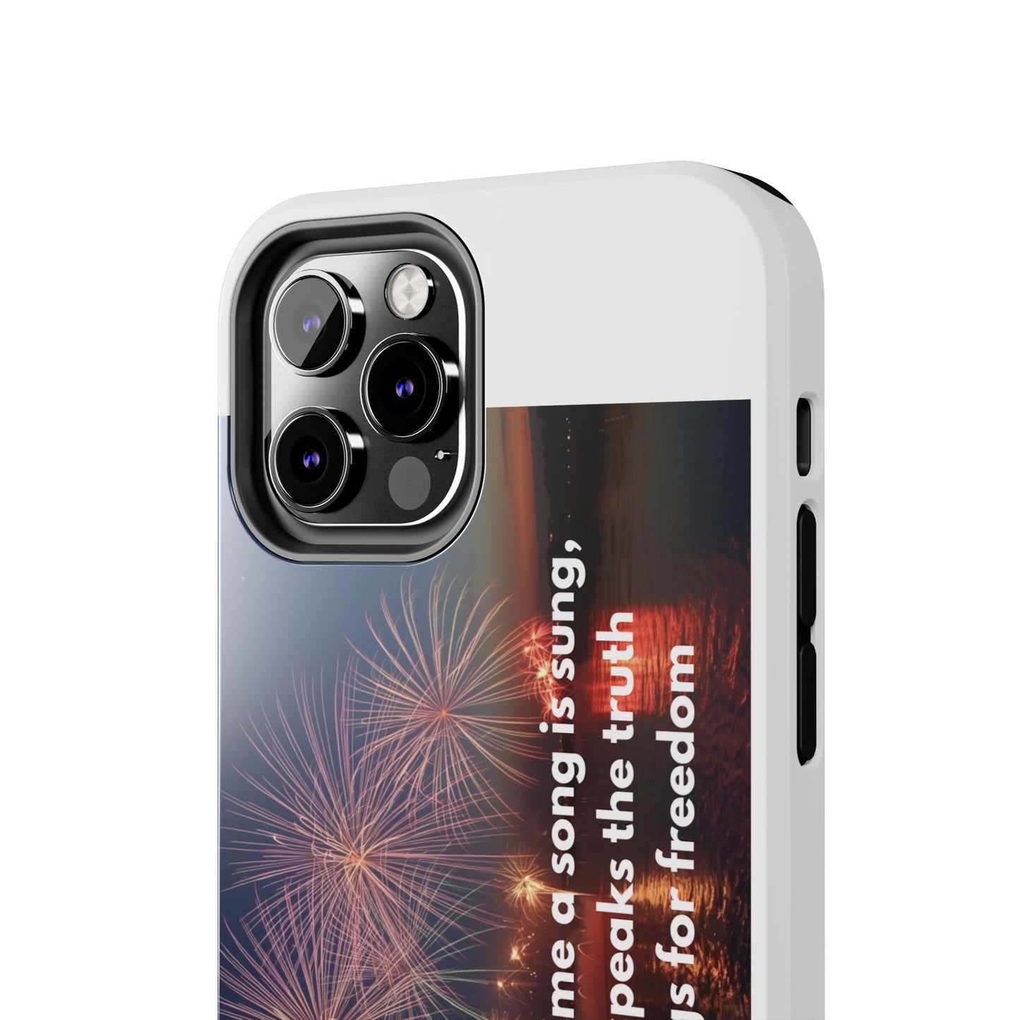 Patriotic Fireworks Tough Phone Case — "Freedom" Quote Protective Cover