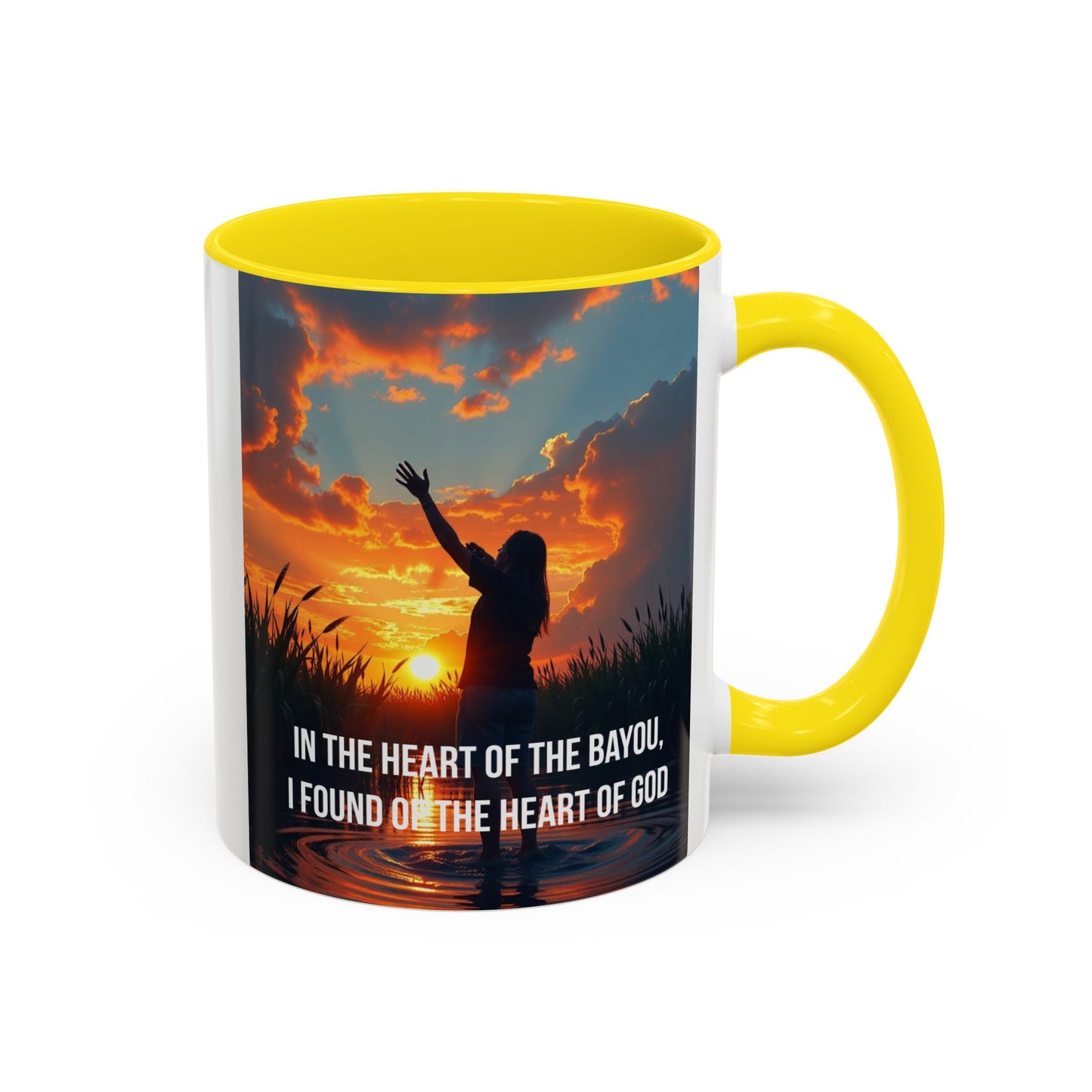 Inspirational Bayou Coffee Mug — "In the Heart of the Bayou, I Found God"