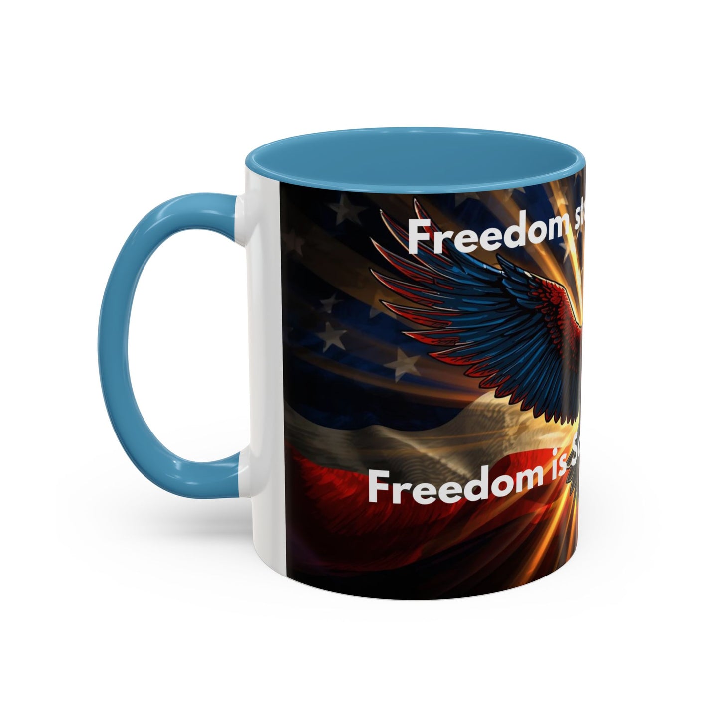 Patriotic Eagle Coffee Mug — "Freedom Stands Strong" Accent 11/15oz