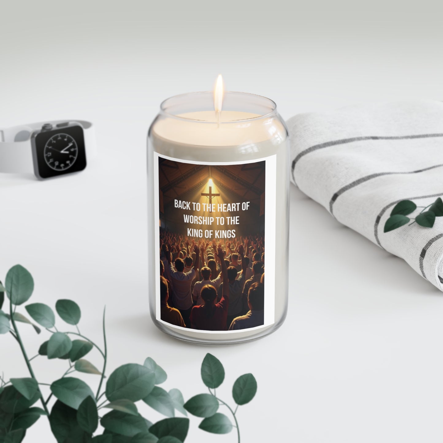 Scented Soy Candle — “Back to the Heart of Worship to the King of Kings” (13.75oz)