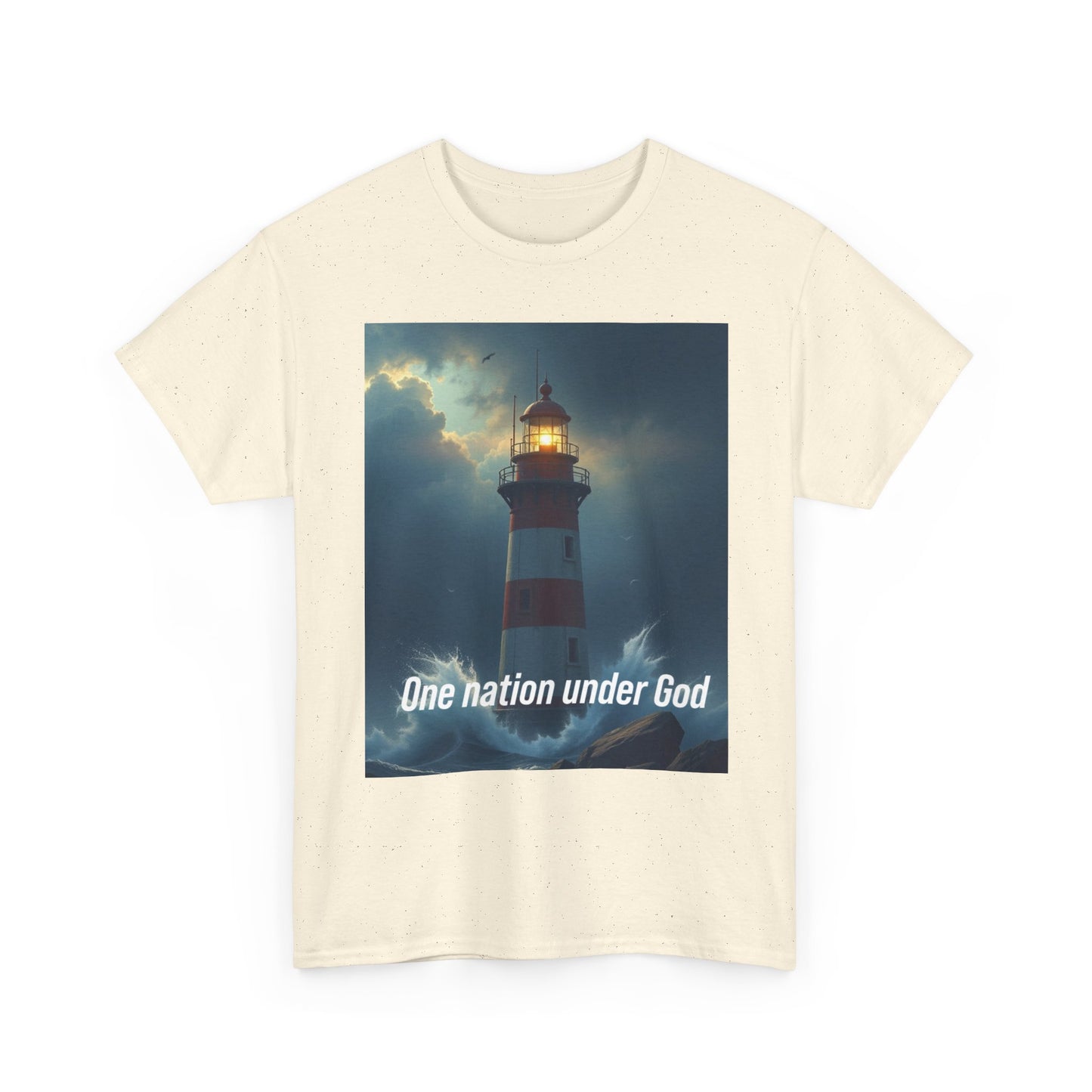 Lighthouse 'One Nation Under God' Tee — Patriotic Faith Graphic T-Shirt