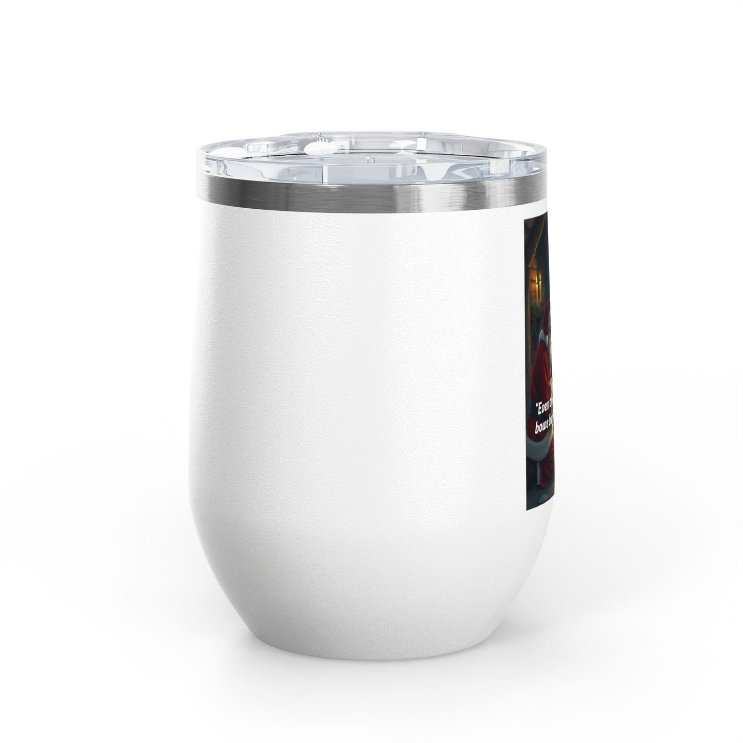 Christmas Wine Tumbler, Santa and Nativity Scene, Holiday Gift, Travel Mug, Wine Cup, Festive Drinkware, Unique Christmas Decor