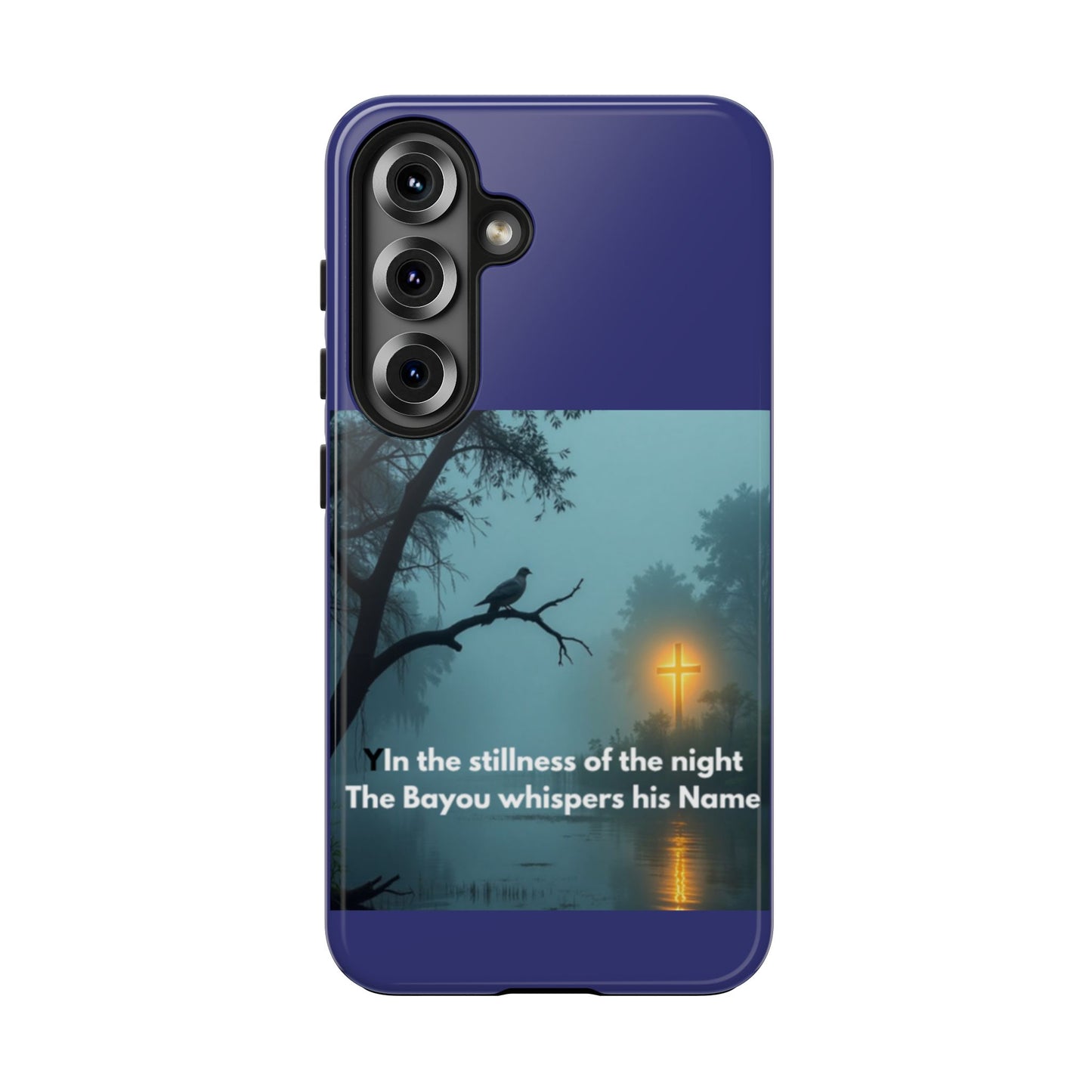 Tough Phone Case — 'In the stillness of the night the Bayou whispers his Name' Moody Bayou Cross Design