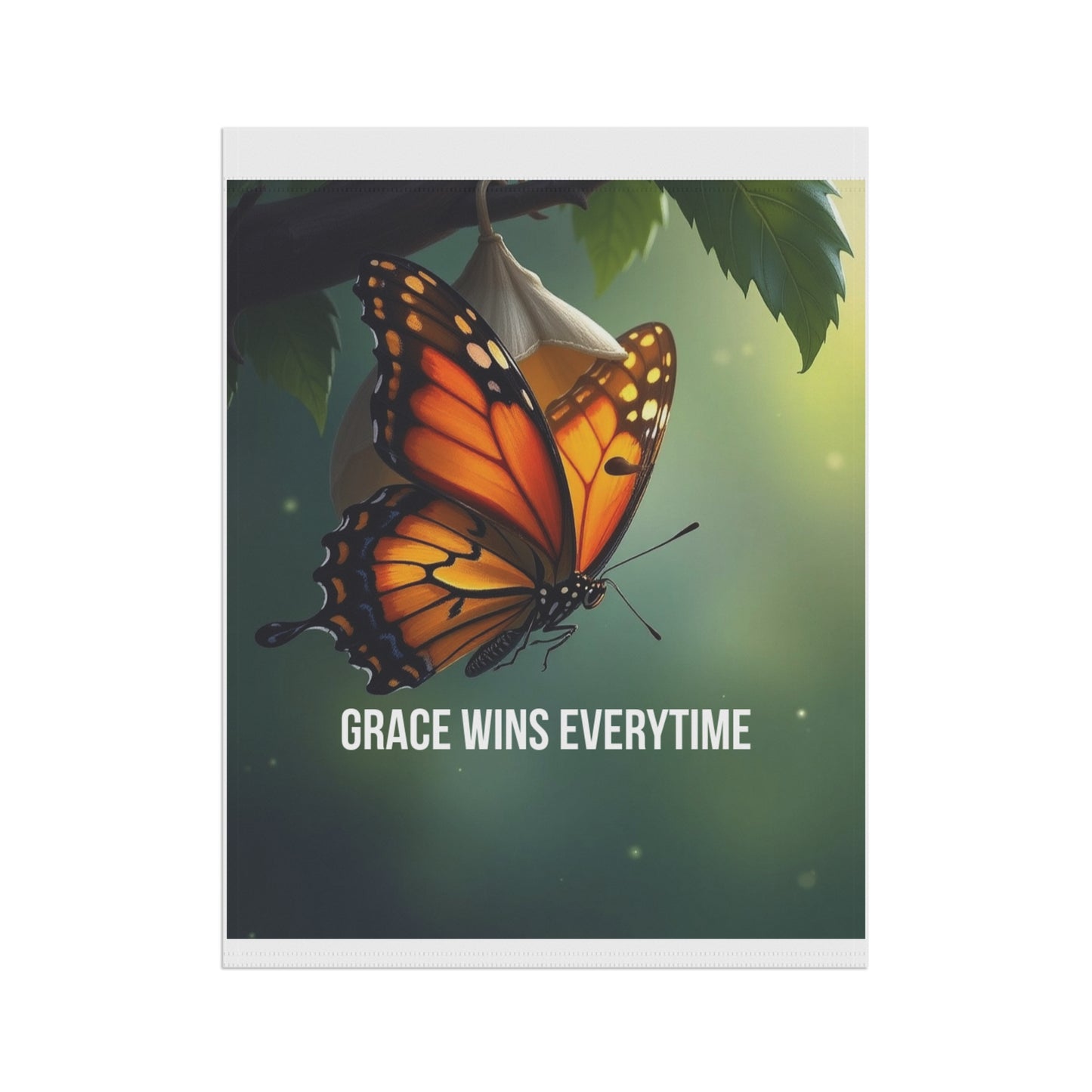 Butterfly Garden Banner — "Grace Wins Everytime" Decorative Yard Flag