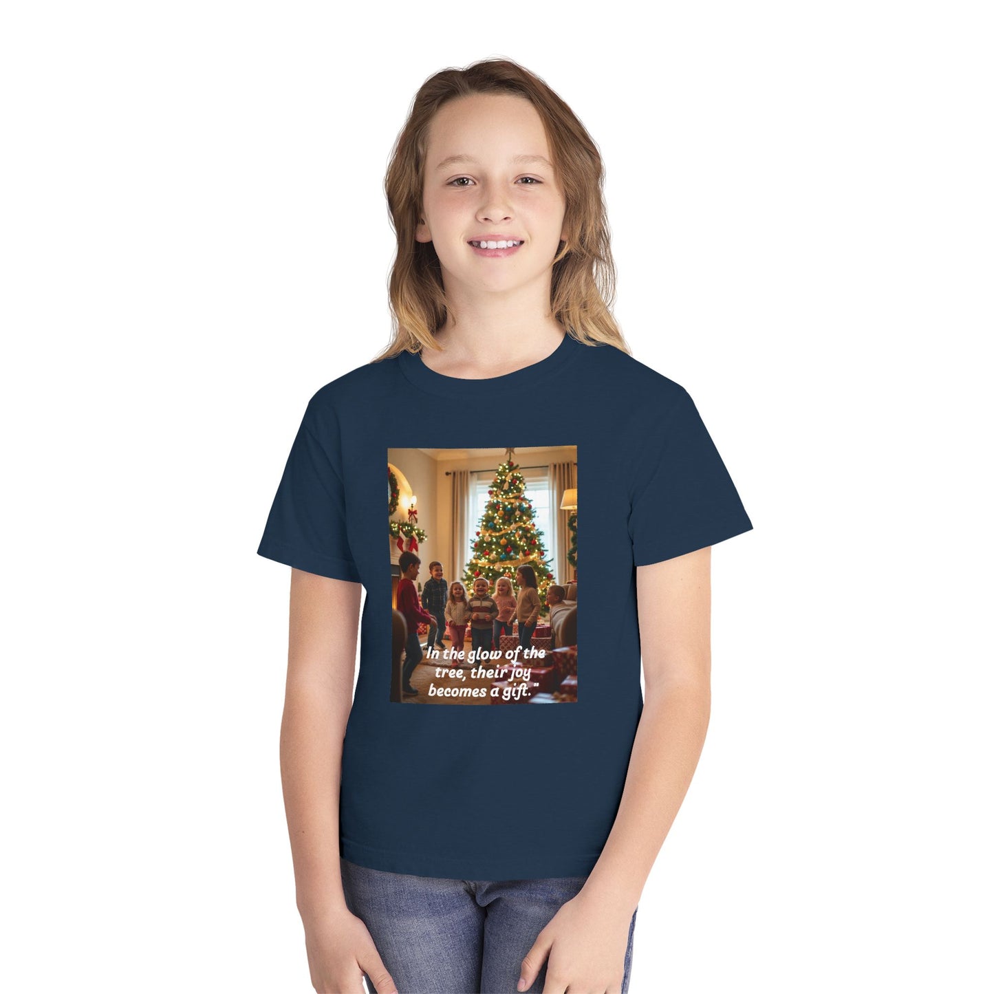 Christmas Youth Midweight Tee, Holiday Gift Shirt, Family Gathering Tee, Seasonal Wear, Festive Joy Apparel