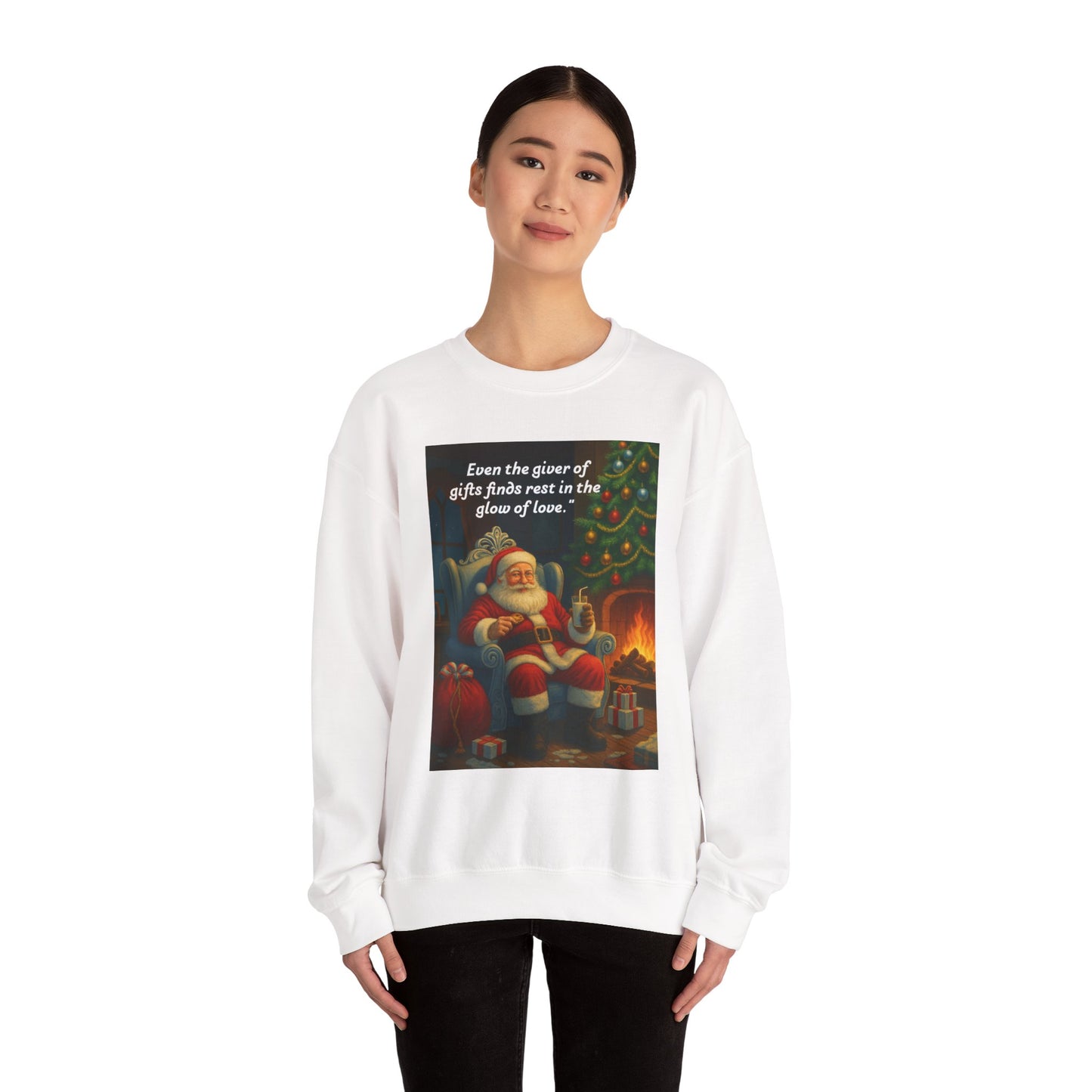 Cozy Christmas Sweatshirt: Santa's Gift of Love Quote, Holiday Warmth, Gift Idea, Festive Apparel, Winter Comfort