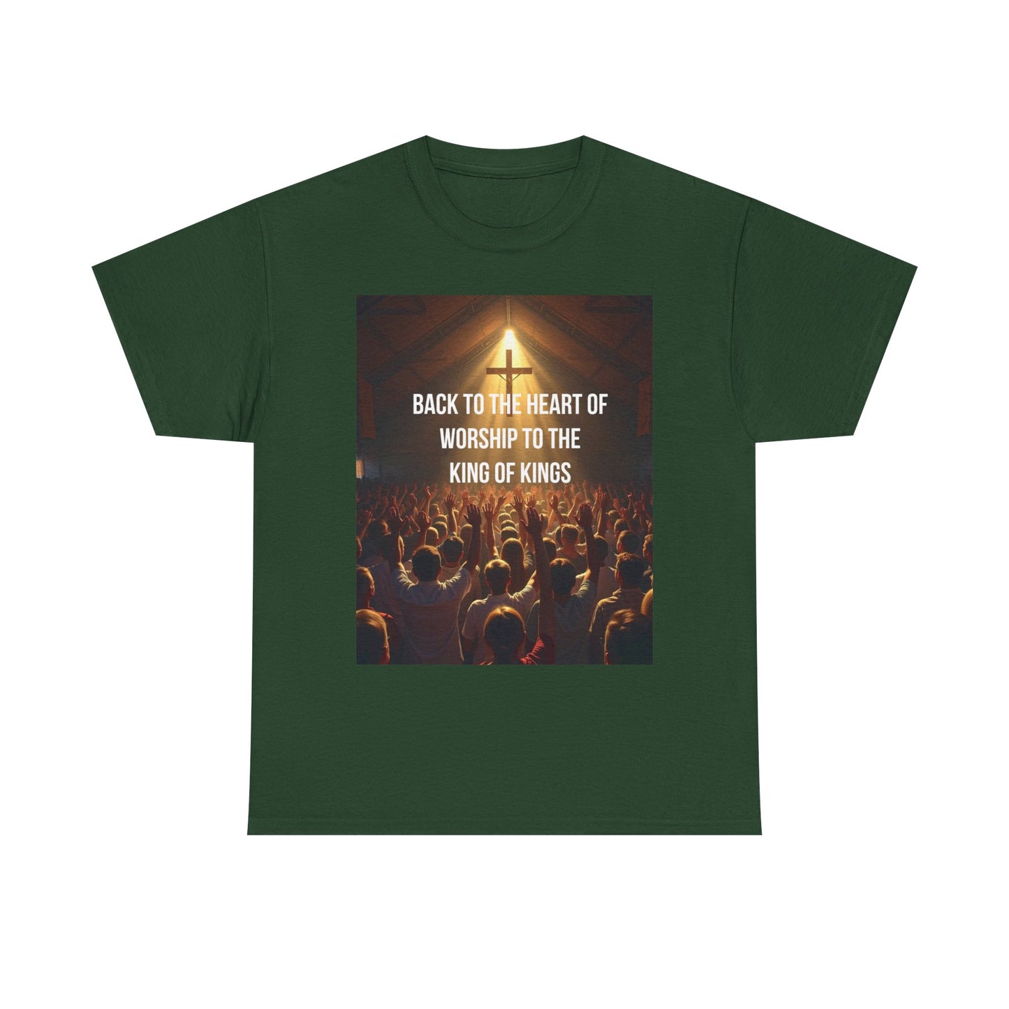 Worship Concert Tee — "Back to the Heart of Worship to the King of Kings" Christian T-Shirt