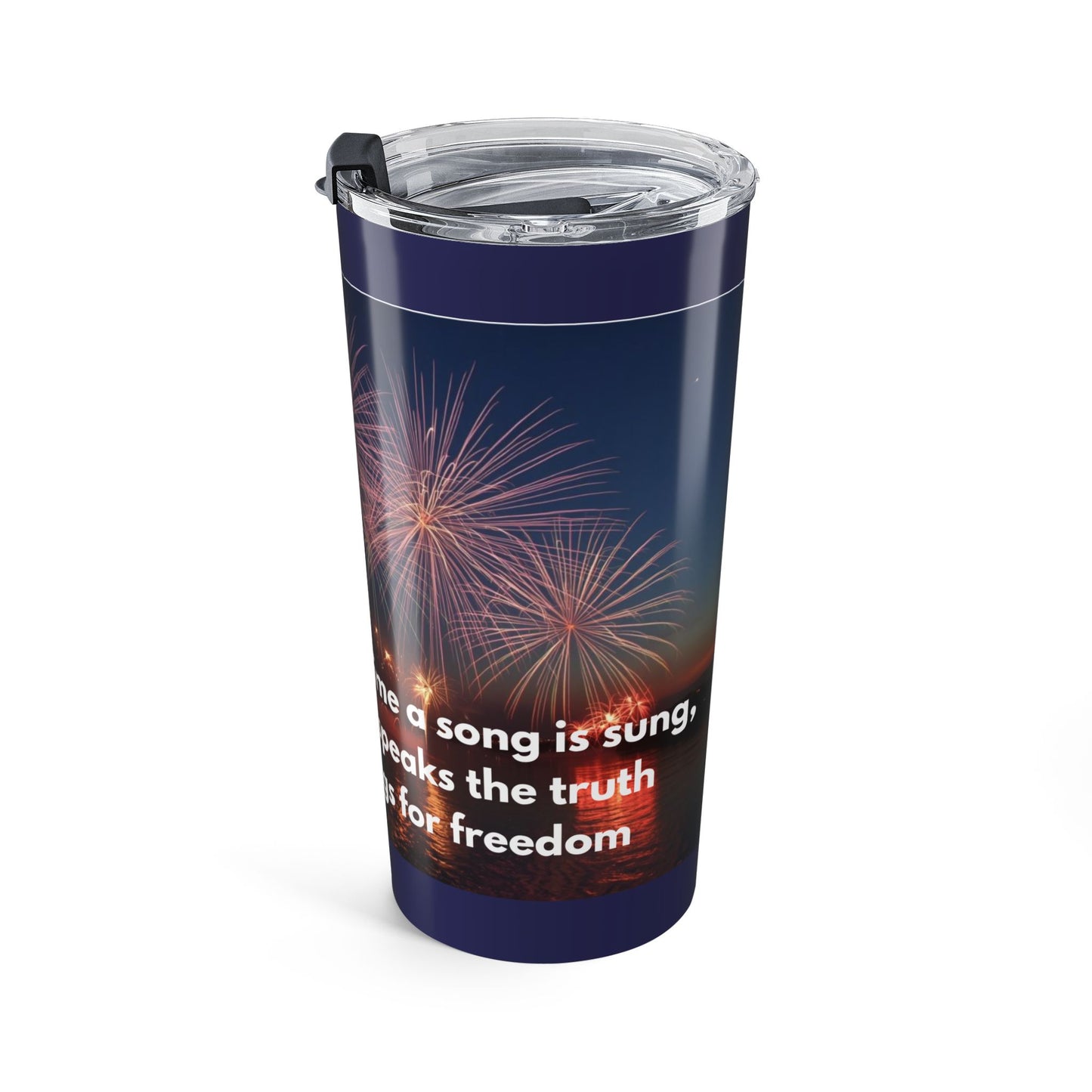 Fireworks 20oz Tumbler — Inspirational "Freedom" Quote Travel Mug