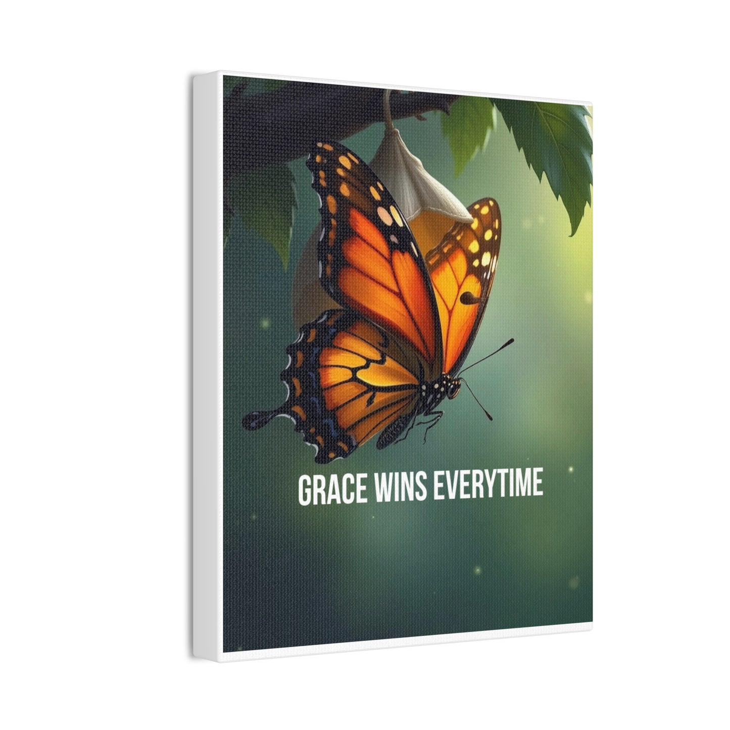 Canvas Print - 'Grace Wins Everytime' Monarch Butterfly Wall Art