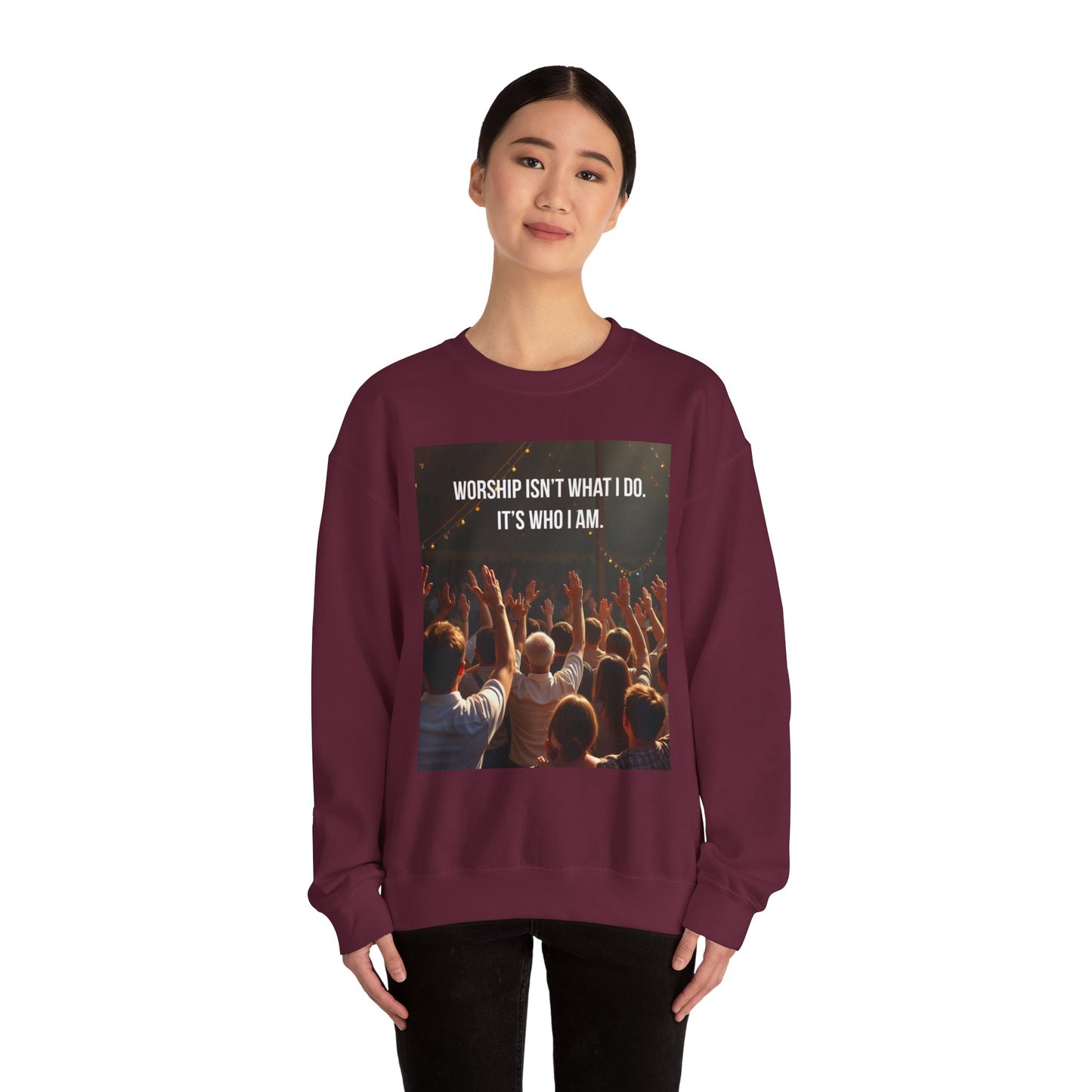 Worship Isn’t What I Do Crewneck Sweatshirt — Christian Concert & Church Worship Pullover