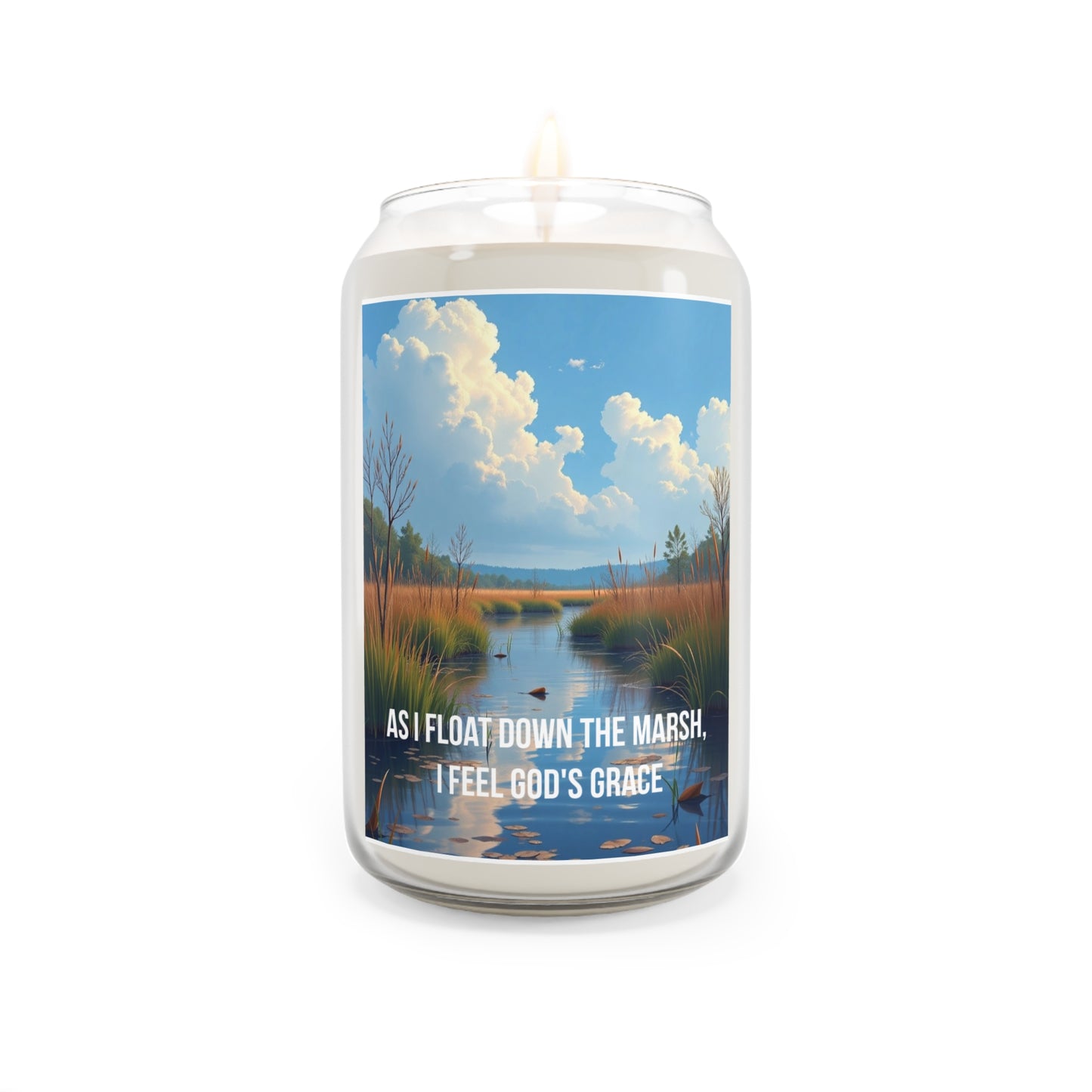 Soy Candle — "As I Float Down the Marsh, I Feel God's Grace" Coastal Marsh Scented Candle (13.75oz)