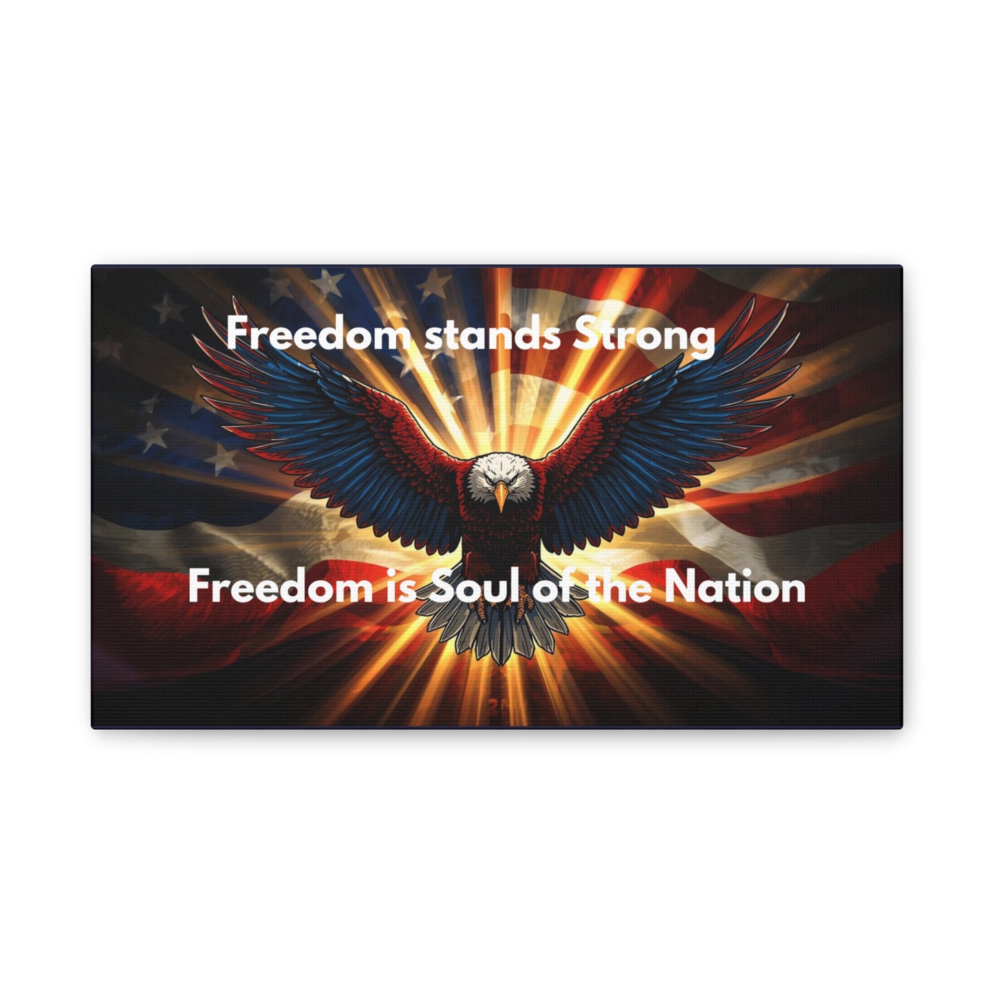 Patriotic Eagle Canvas Print – “Freedom Stands Strong” Wall Art