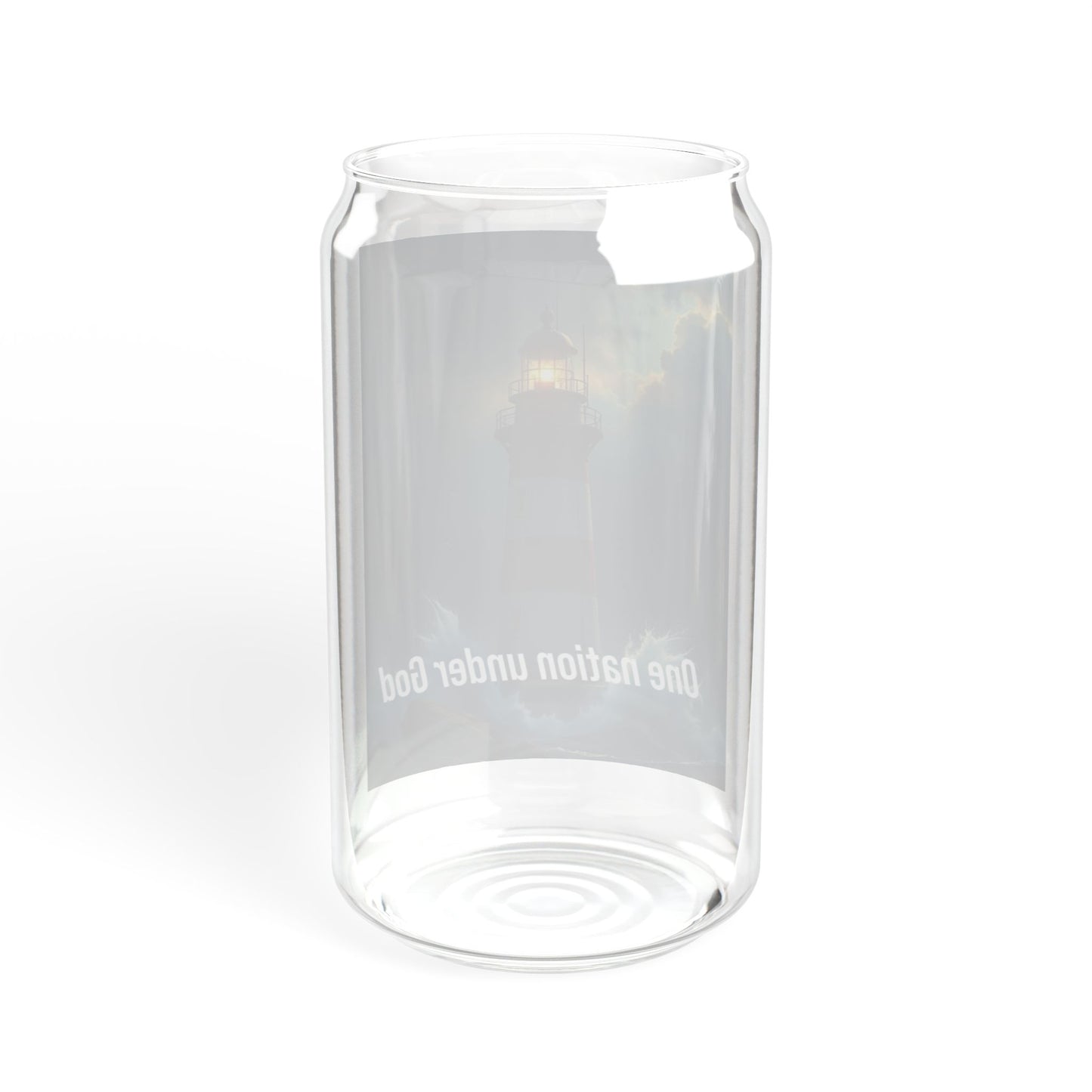 Lighthouse 'One Nation Under God' 16oz Sipper Glass