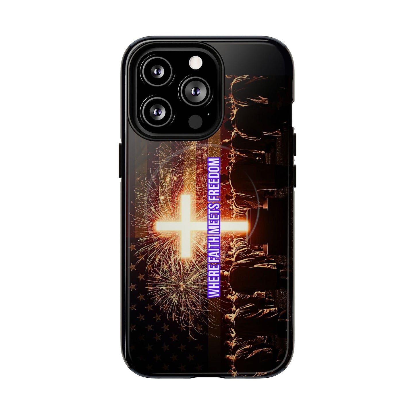 Christian Cross Phone Case - "Where Faith Meets Freedom" Tough Magnetic Case