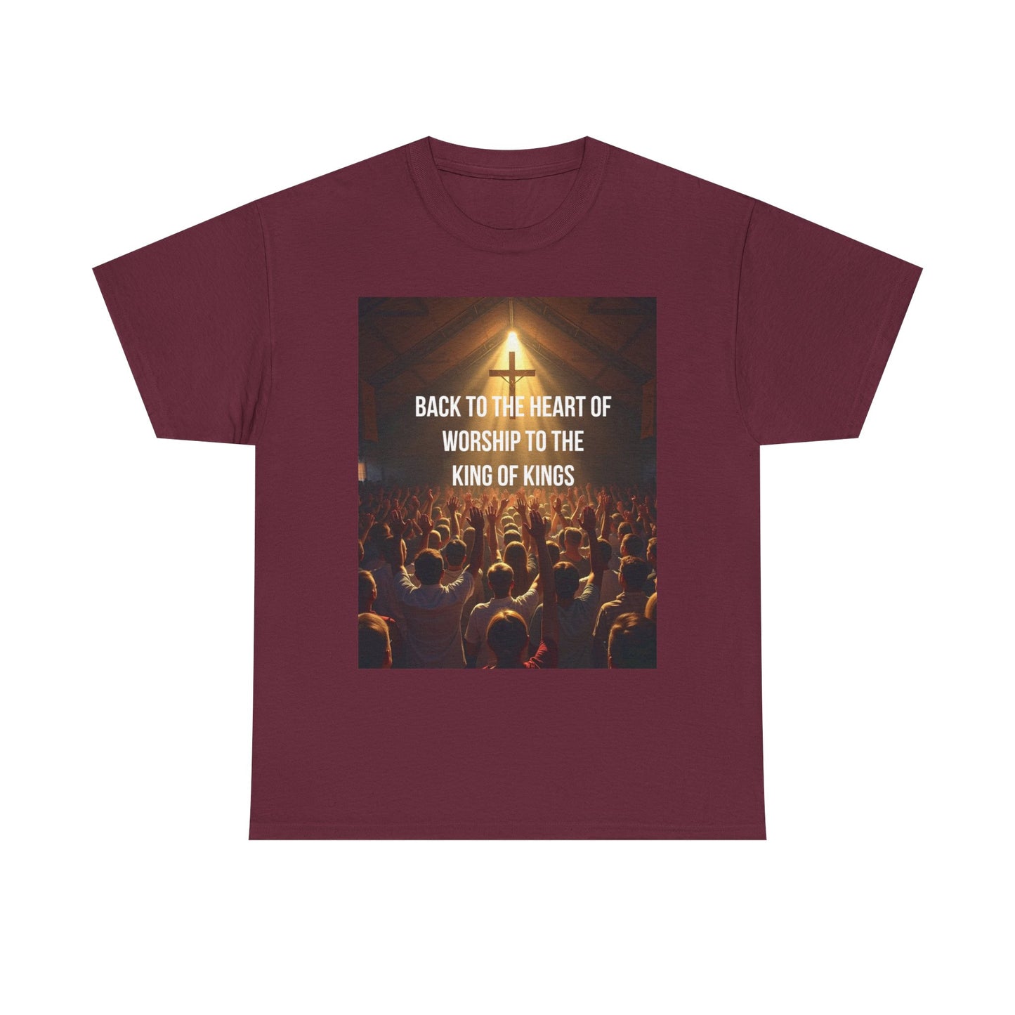 Worship Concert Tee — "Back to the Heart of Worship to the King of Kings" Christian T-Shirt