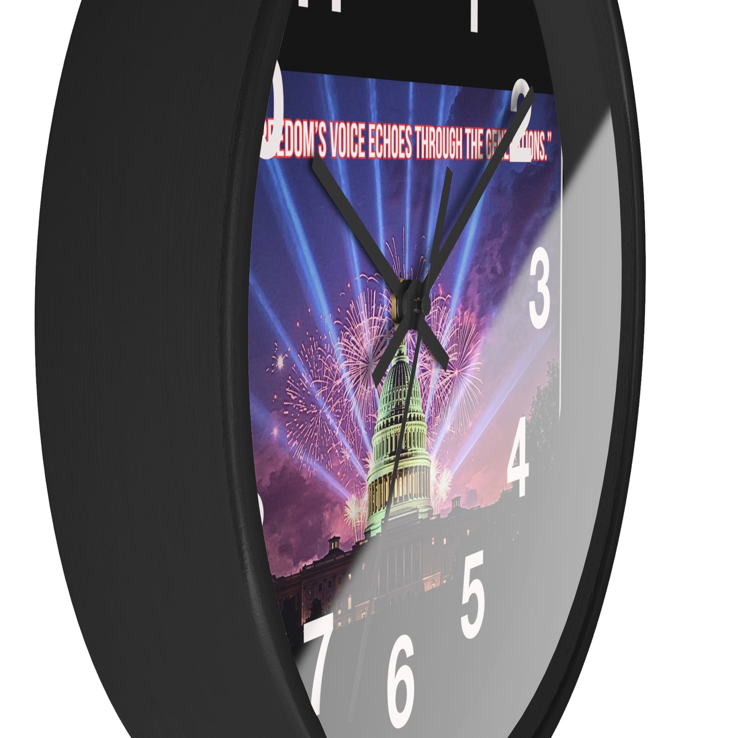 Capitol Fireworks Wall Clock — Patriotic Washington D.C. Clock with Quote