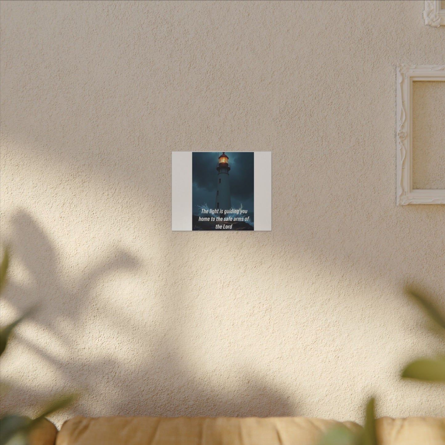Lighthouse Canvas Print - "The light is guiding you home to the safe arms of the Lord" Inspirational Christian Wall Art