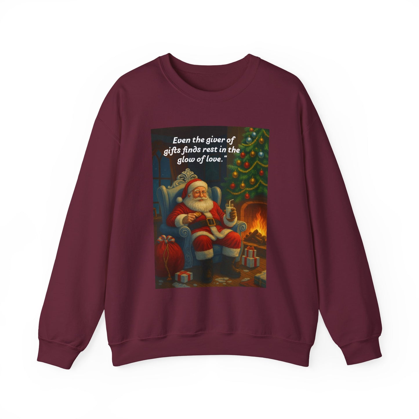 Cozy Christmas Sweatshirt: Santa's Gift of Love Quote, Holiday Warmth, Gift Idea, Festive Apparel, Winter Comfort