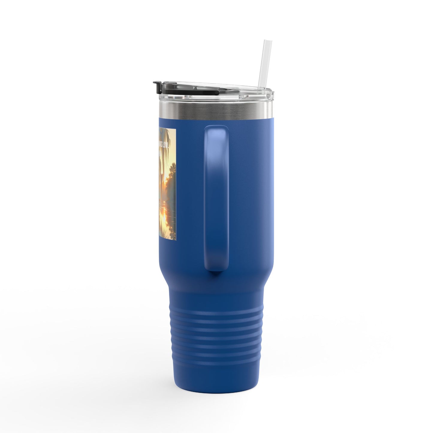40oz Insulated Travel Mug — Tropical Sunset Faith Design