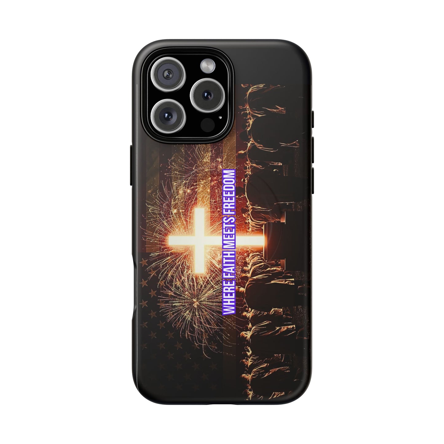 Christian Cross Phone Case - "Where Faith Meets Freedom" Tough Magnetic Case